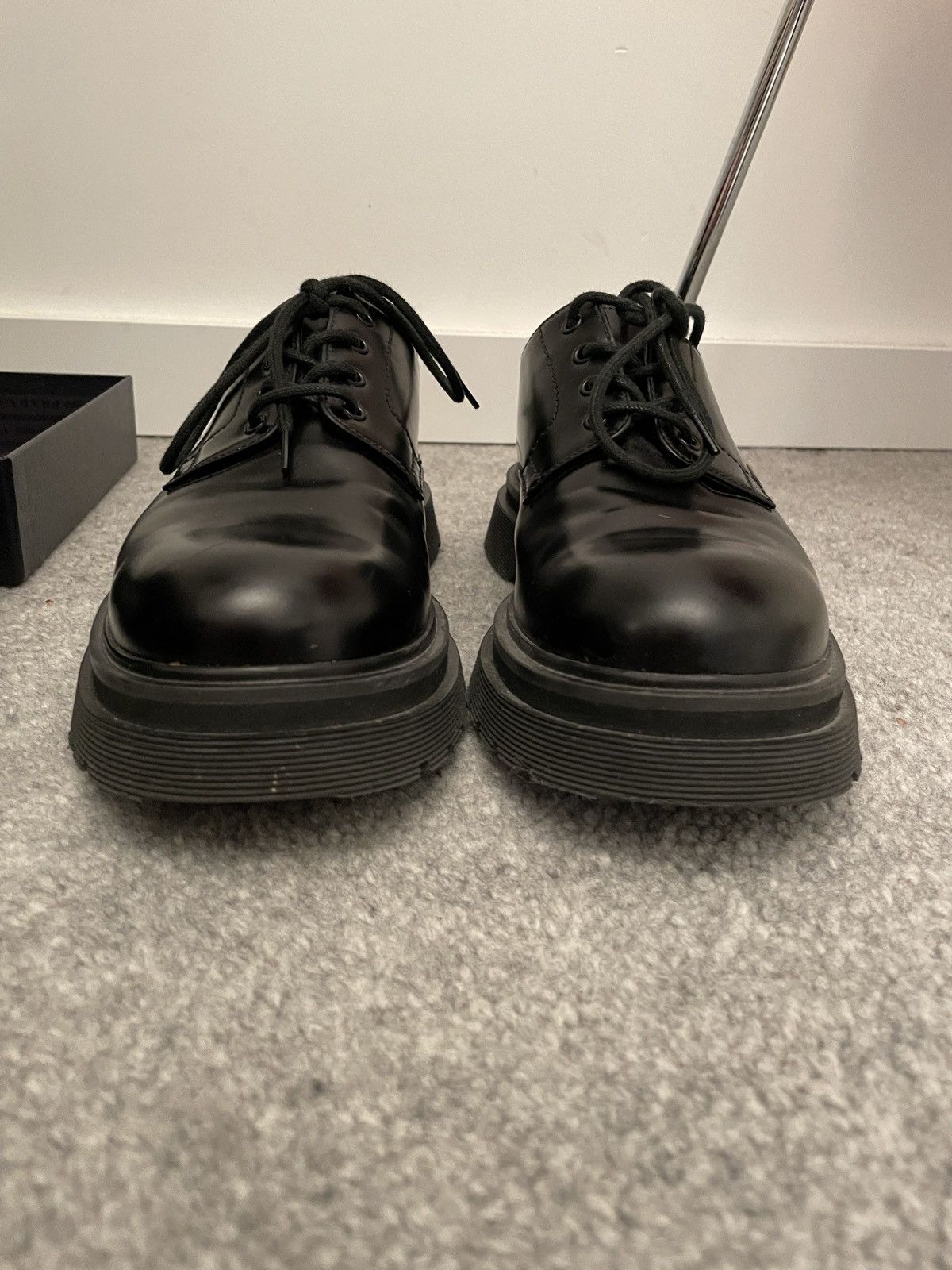 Prada Prada FW19 Black Spazzolato Leather Derby Shoe Derbies Size US 11 / EU 44 - 7 Thumbnail