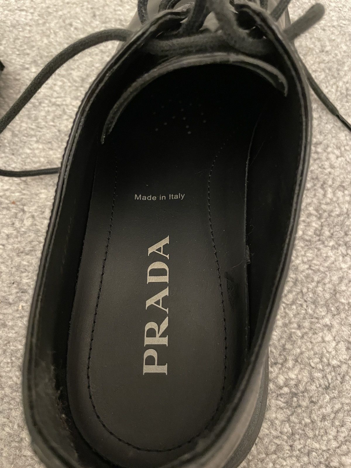 Prada Prada FW19 Black Spazzolato Leather Derby Shoe Derbies Size US 11 / EU 44 - 8 Thumbnail
