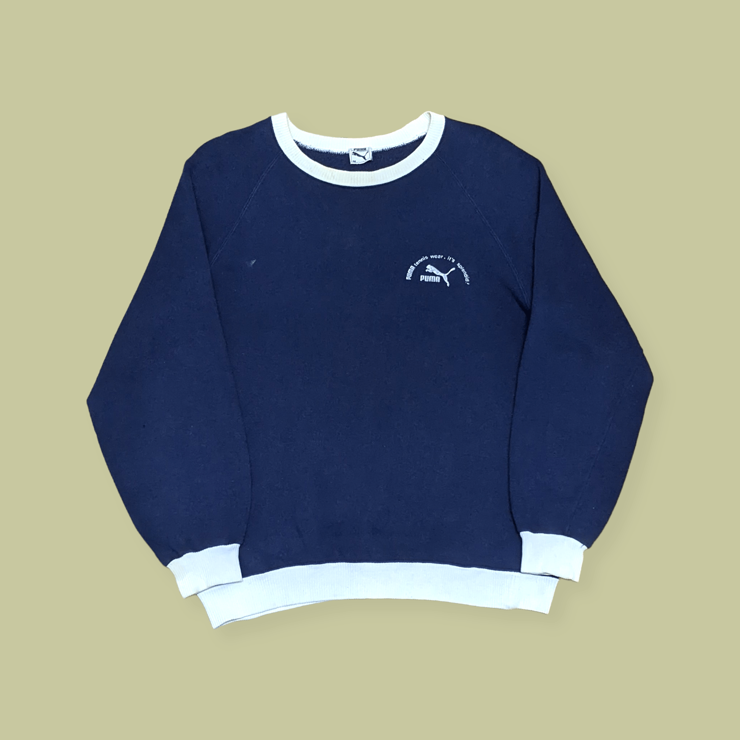 Puma × Vintage Vintage 70s / 80s Puma Tennis Blank Sweatshirt Size US M / EU 48-50 / 2 - 1 Thumbnail