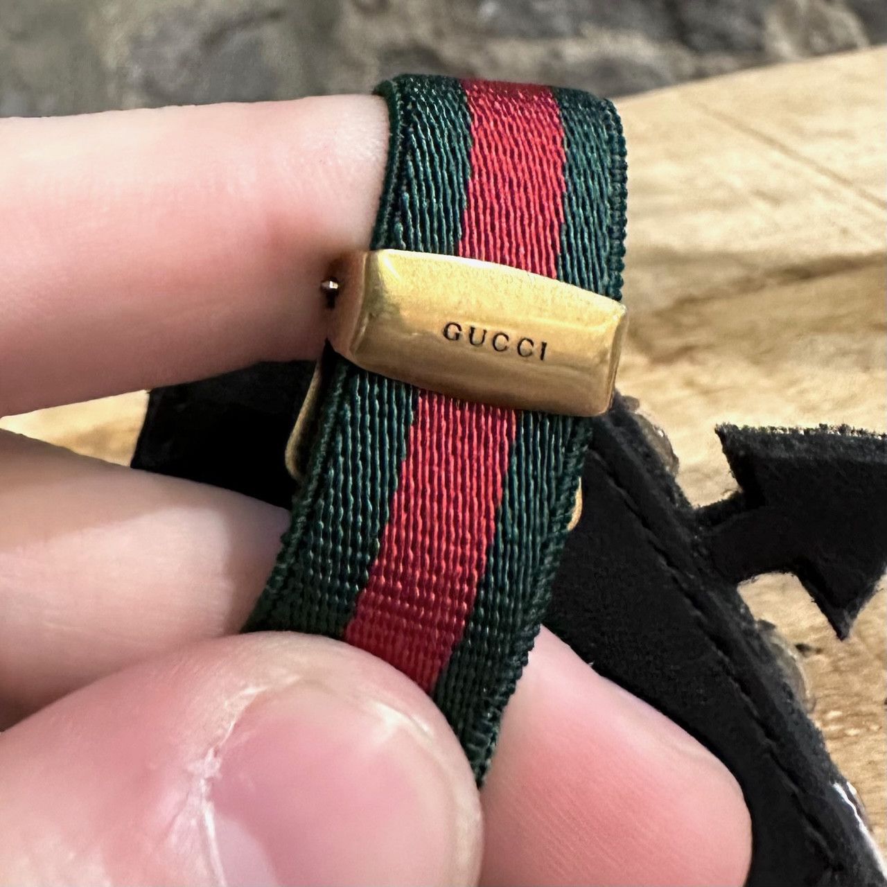 Gucci Gucci Crystal Embellished Heart Elastic Web Bracelet Size ONE SIZE - 5 Thumbnail