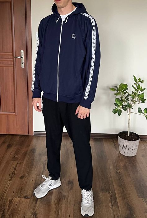 Fred perry taped hoodie hot sale