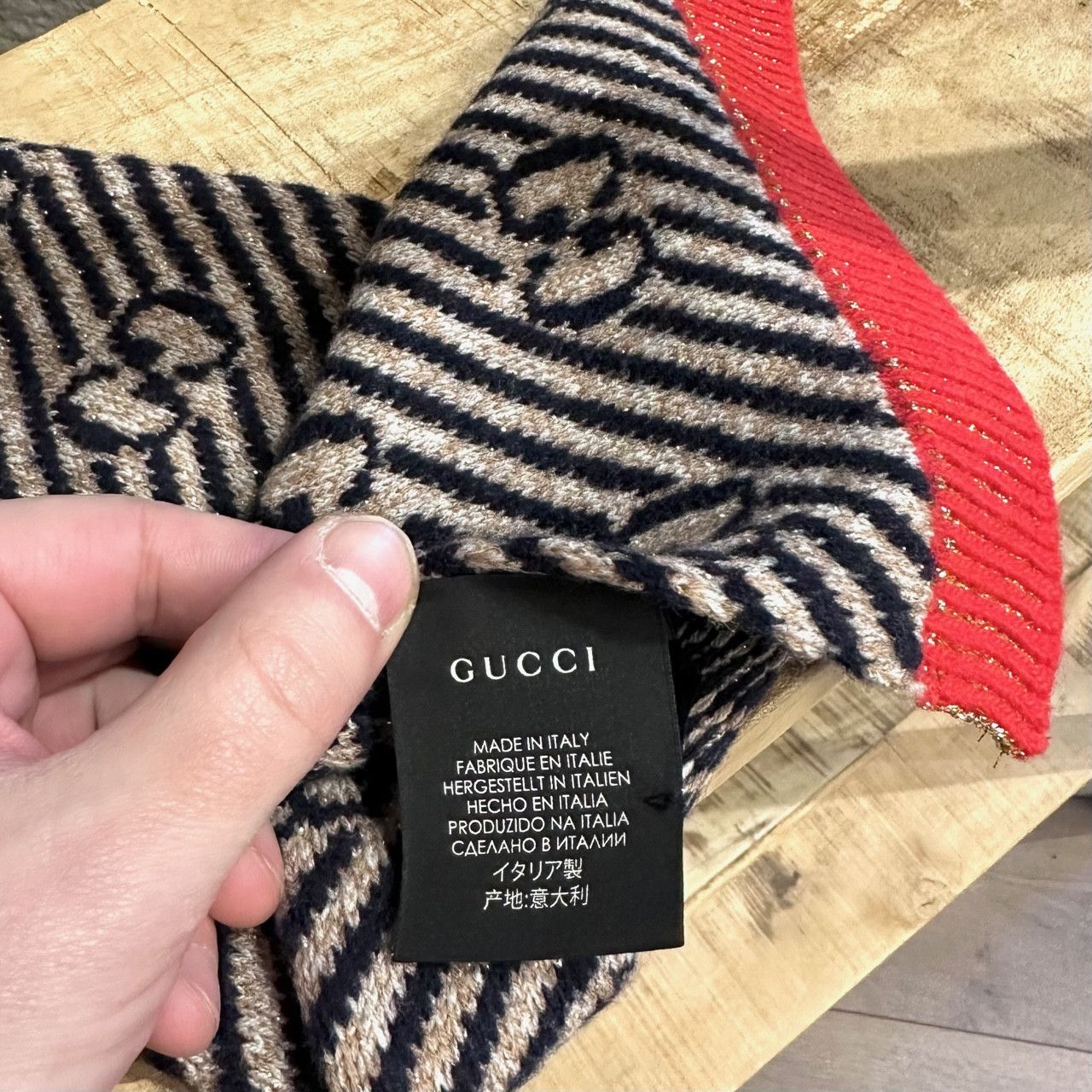 Gucci Gucci Diagonal Beige Navy GG Diagonal Stripe Scarf Size ONE SIZE - 3 Thumbnail