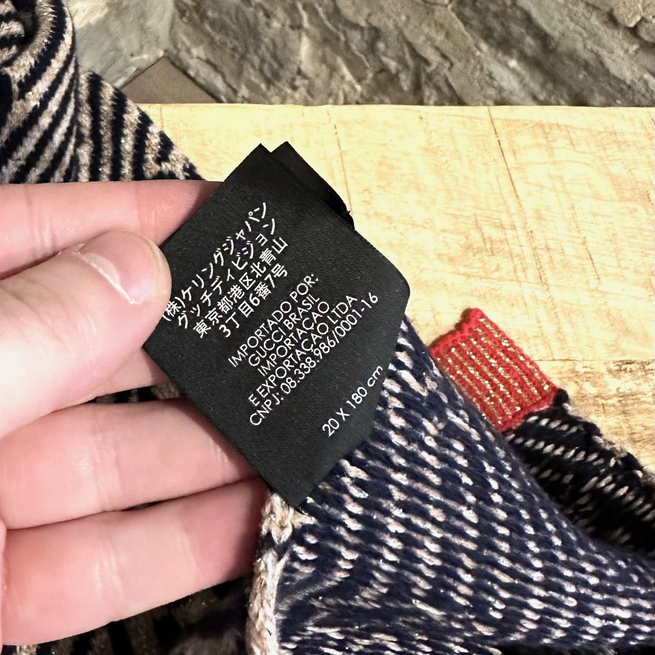 Gucci Gucci Diagonal Beige Navy GG Diagonal Stripe Scarf Size ONE SIZE - 6 Thumbnail