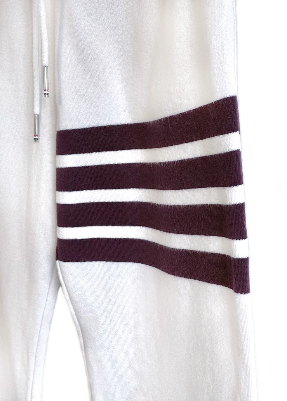 Thom Browne Thom Browne Ivory Burgundy Striped 4-Bar Track Pants Size 26" / US 2 / IT 38 - 3 Thumbnail