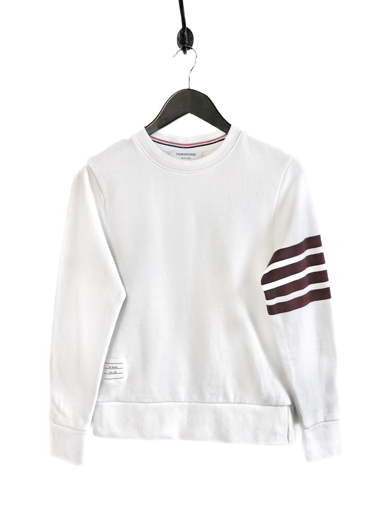 Thom Browne Thom Browne Ivory Burgundy 4-Bar Sweatshirt Size XS / US 0-2 / IT 36-38 - 1 Thumbnail