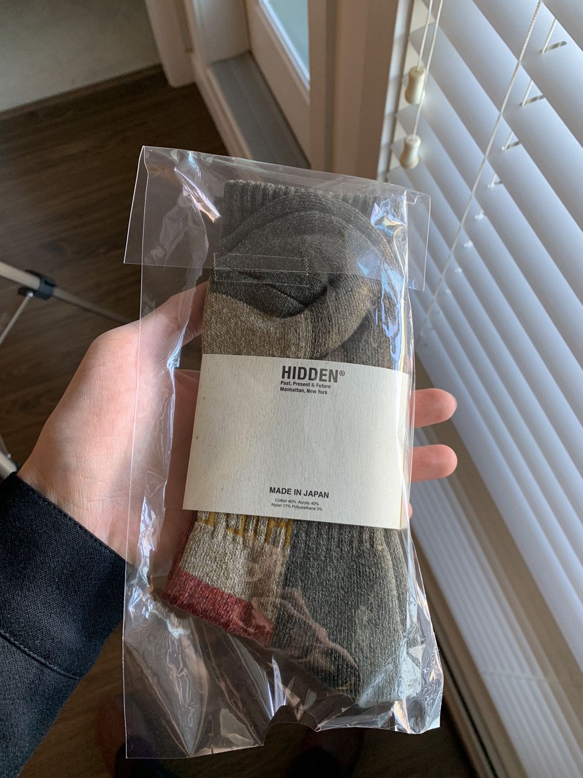 Hidden NY patchwork socks made in Japan brown tan red yellow