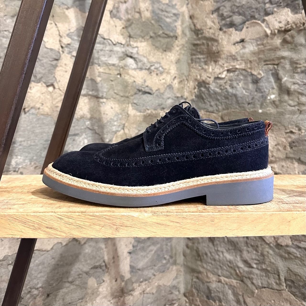 Louis Vuitton Louis Vuitton Blue Suede Palm Beach Wing Tip Derbies Size US 8 / EU 41 - 6 Thumbnail