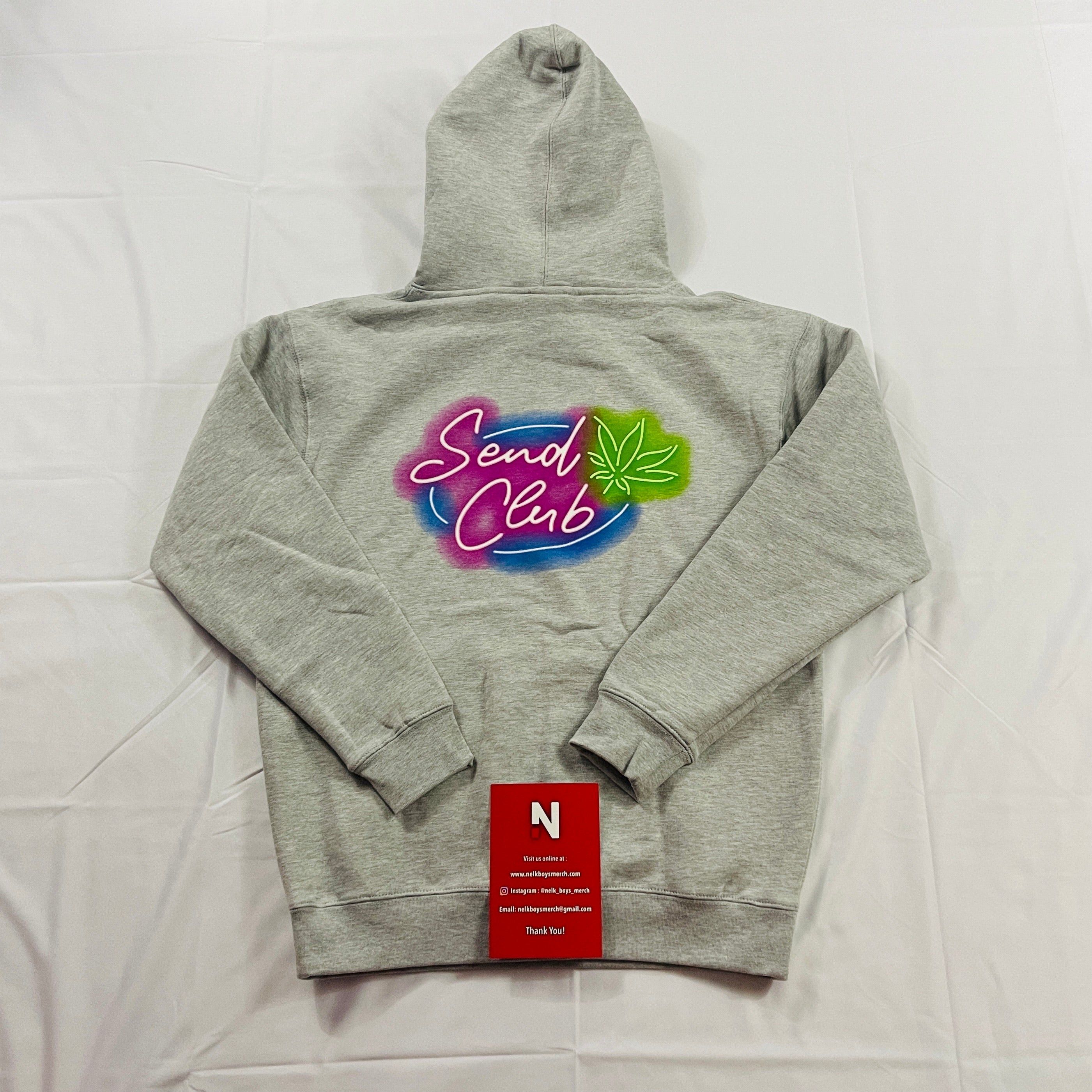 *NEW* Nelk Boys Grey Send Club Neon Weed Hoodie LIMITED