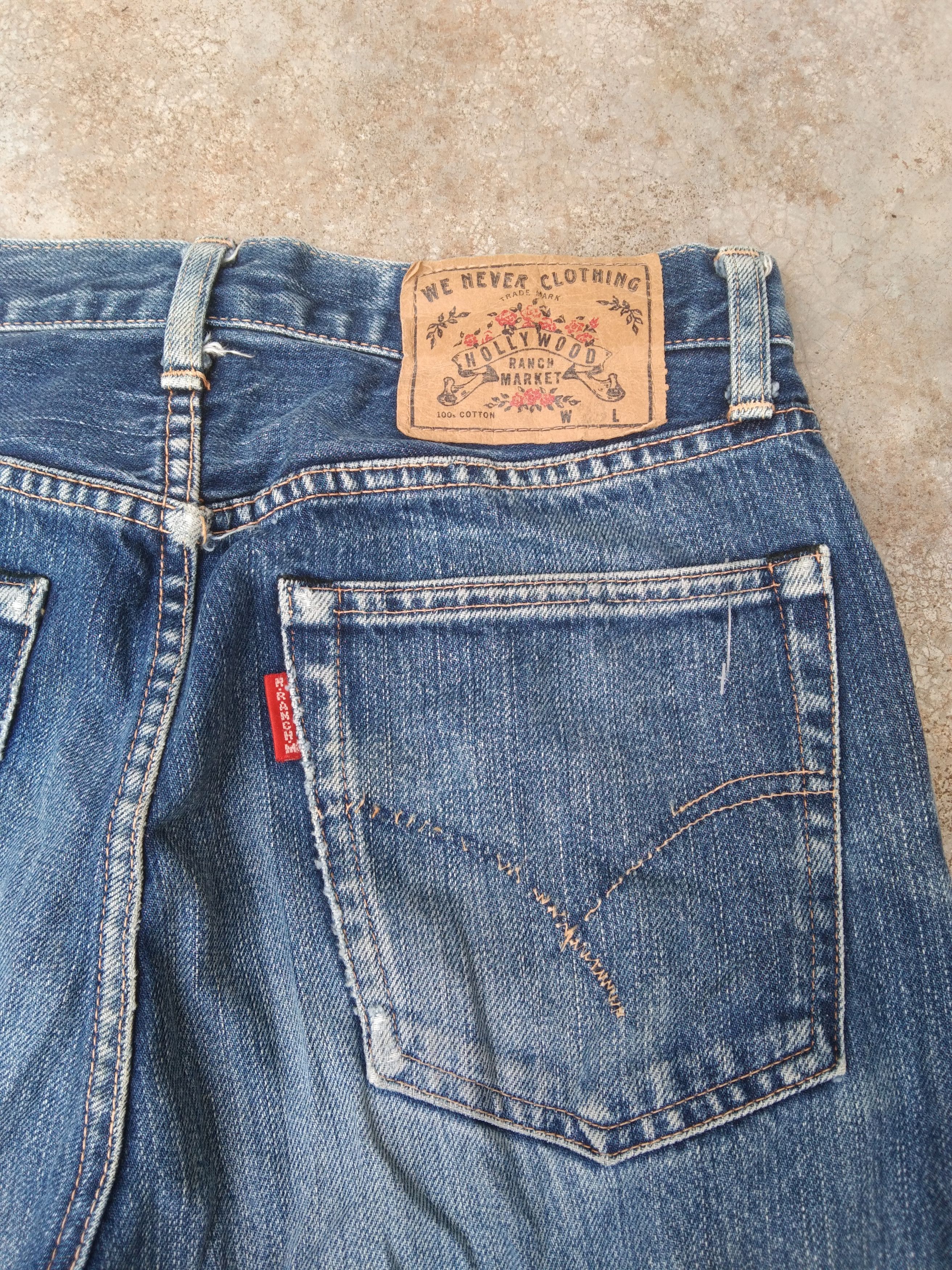 Japanese Brand Vintage HR Market Faded Distressed Jeans 29x31 Size US 29 - 6 Thumbnail