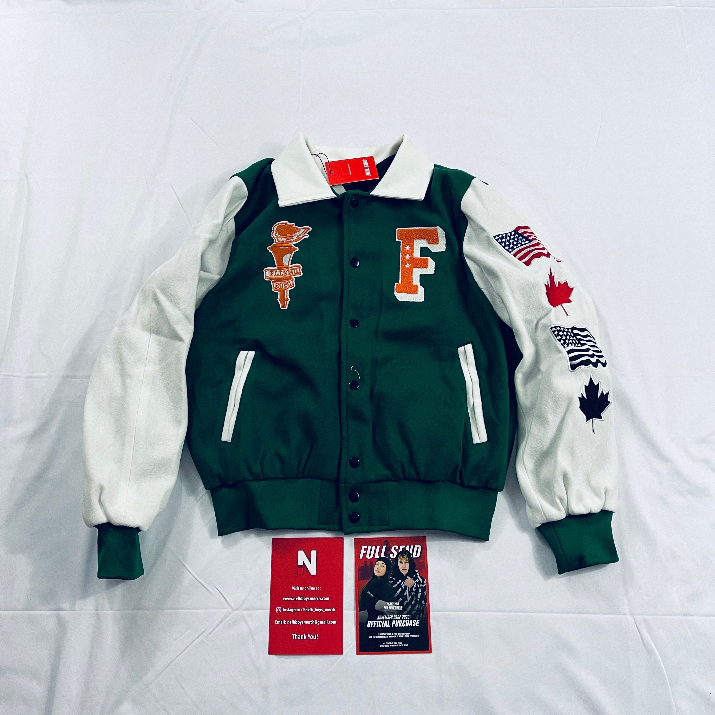 *NEW* Nelk Boys Green Full Send Varsity Jacket LIMITED