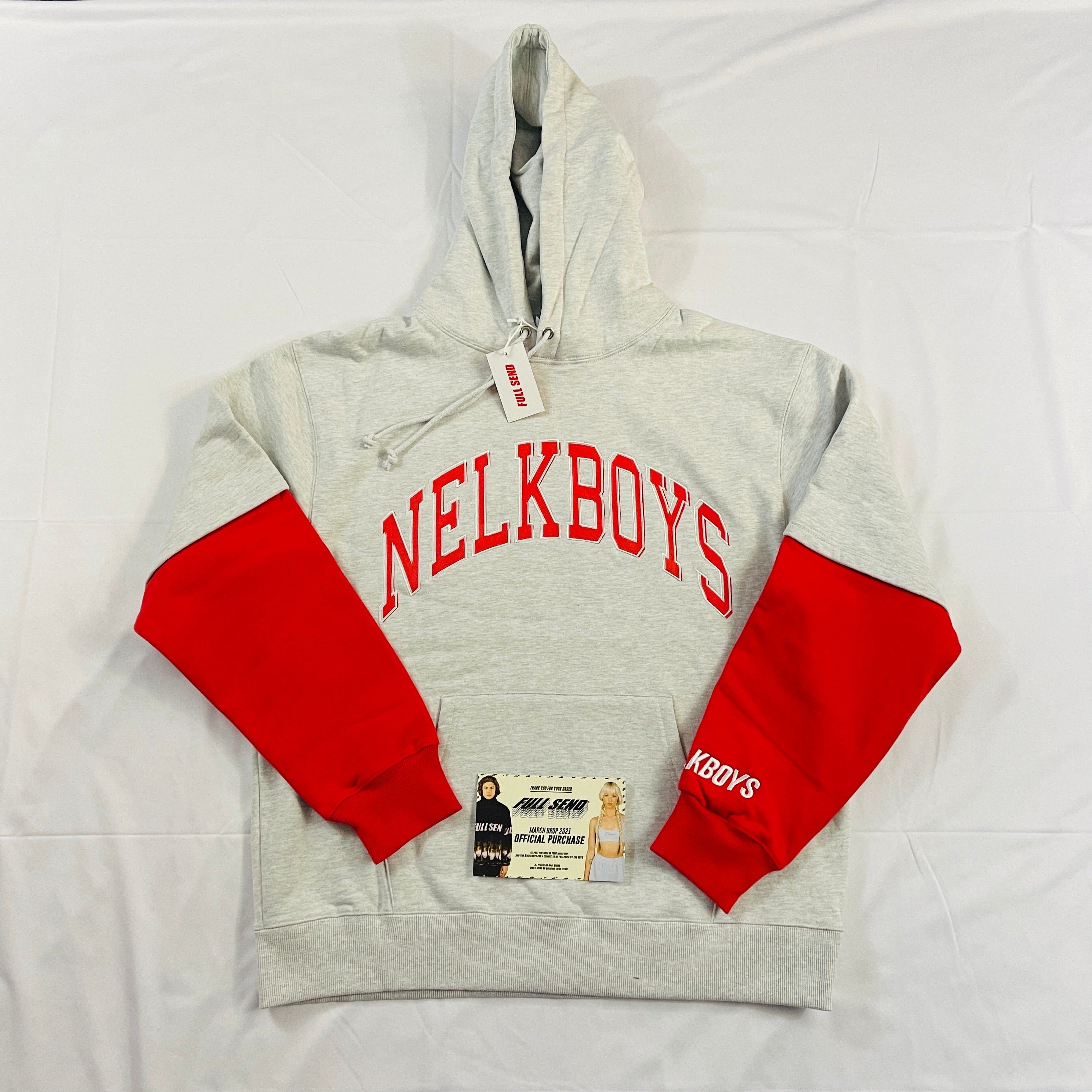 Full Send by Nelk Boys NEW Nelk Boys Layers Hoodie Grey Red LIMITED Grailed