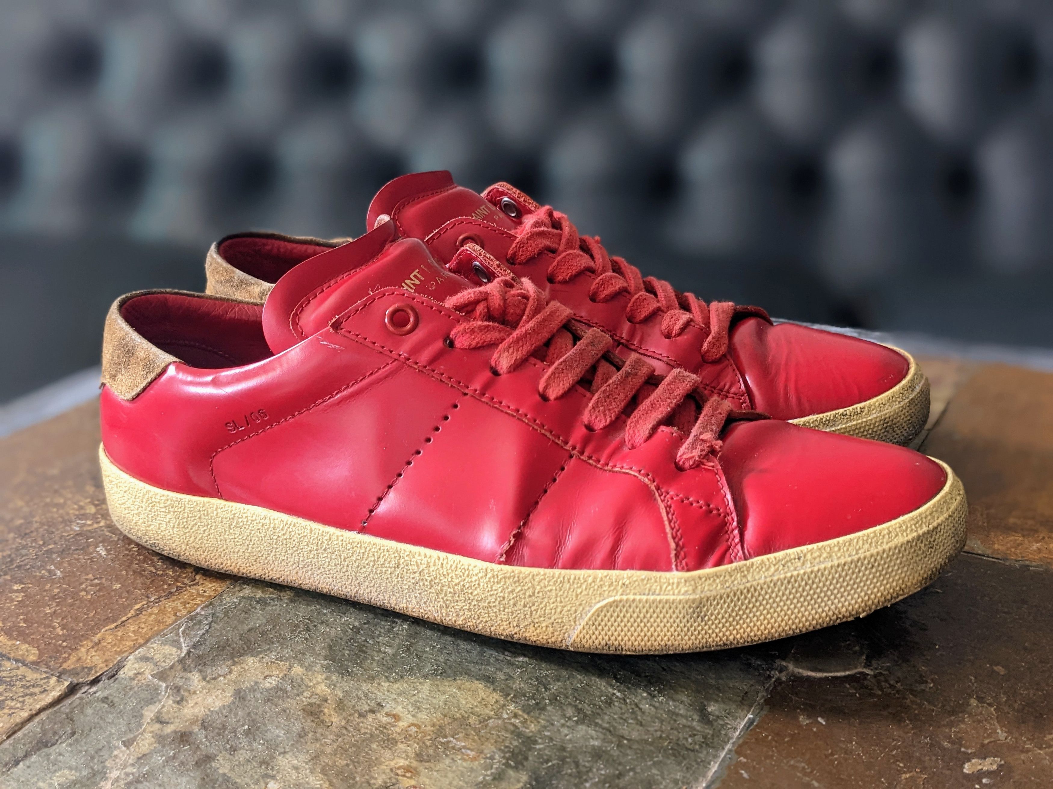 SL/06 Low Top Red Leather Court Classic