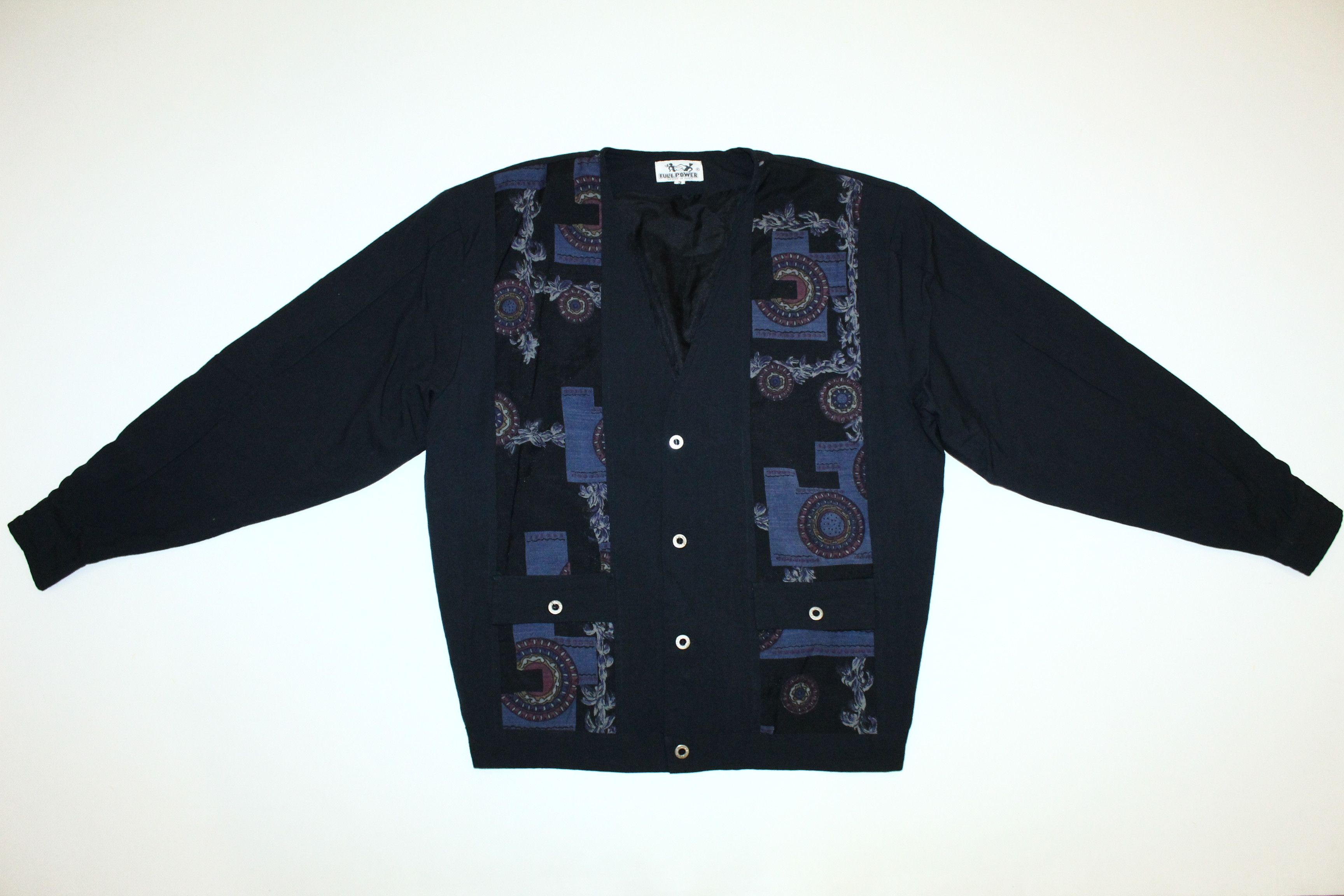 20471120 🔥 VTG 🔥70s Full Power Abstract Knit Patterns Baggy Jacket Size US L / EU 52-54 / 3 - 2 Thumbnail