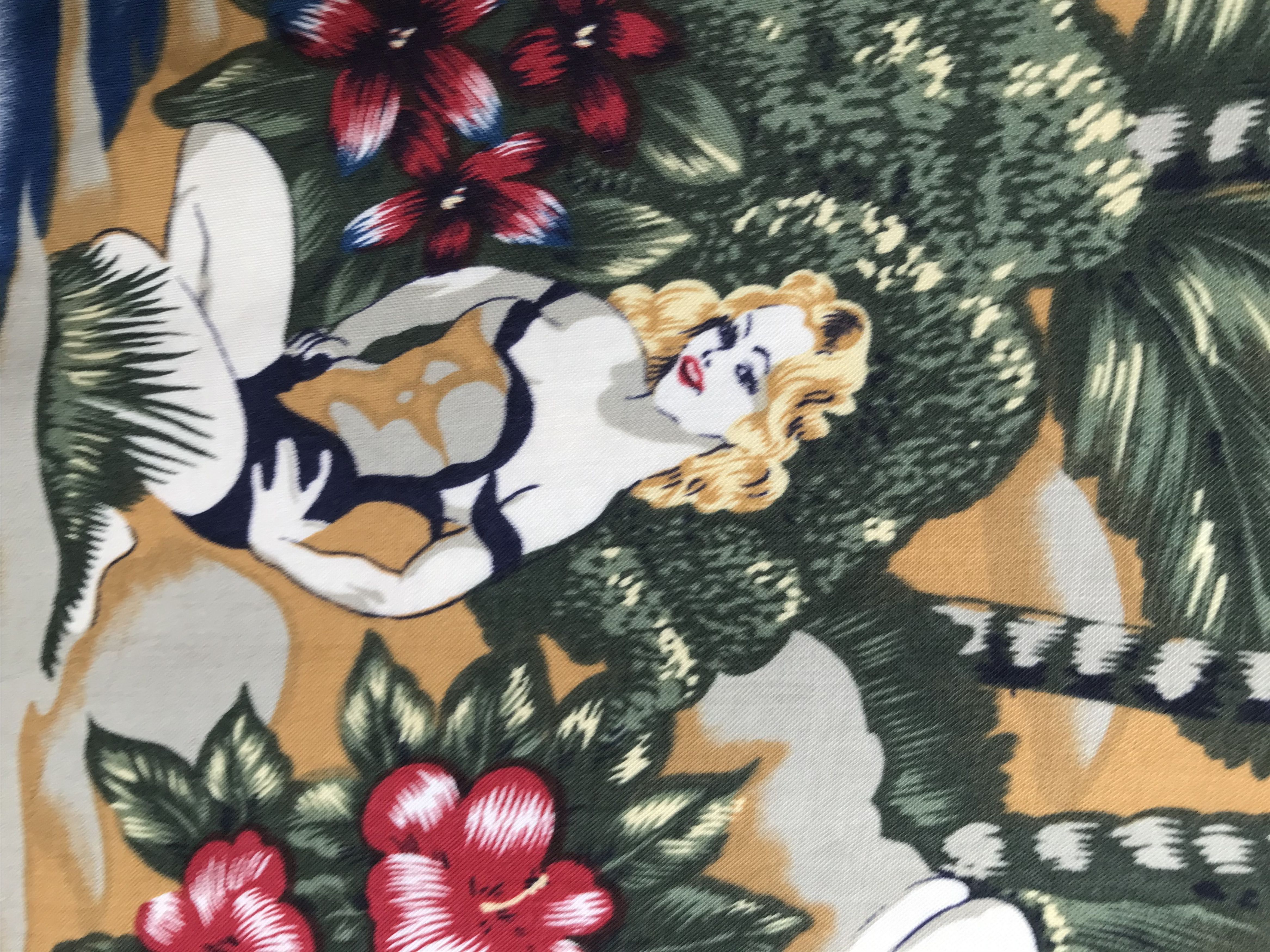 Pierre Cardin Vtg 80s PIERRE CARDIN 100 Rayon Coconut Trees Hula Girls Size US L / EU 52-54 / 3 - 6 Thumbnail
