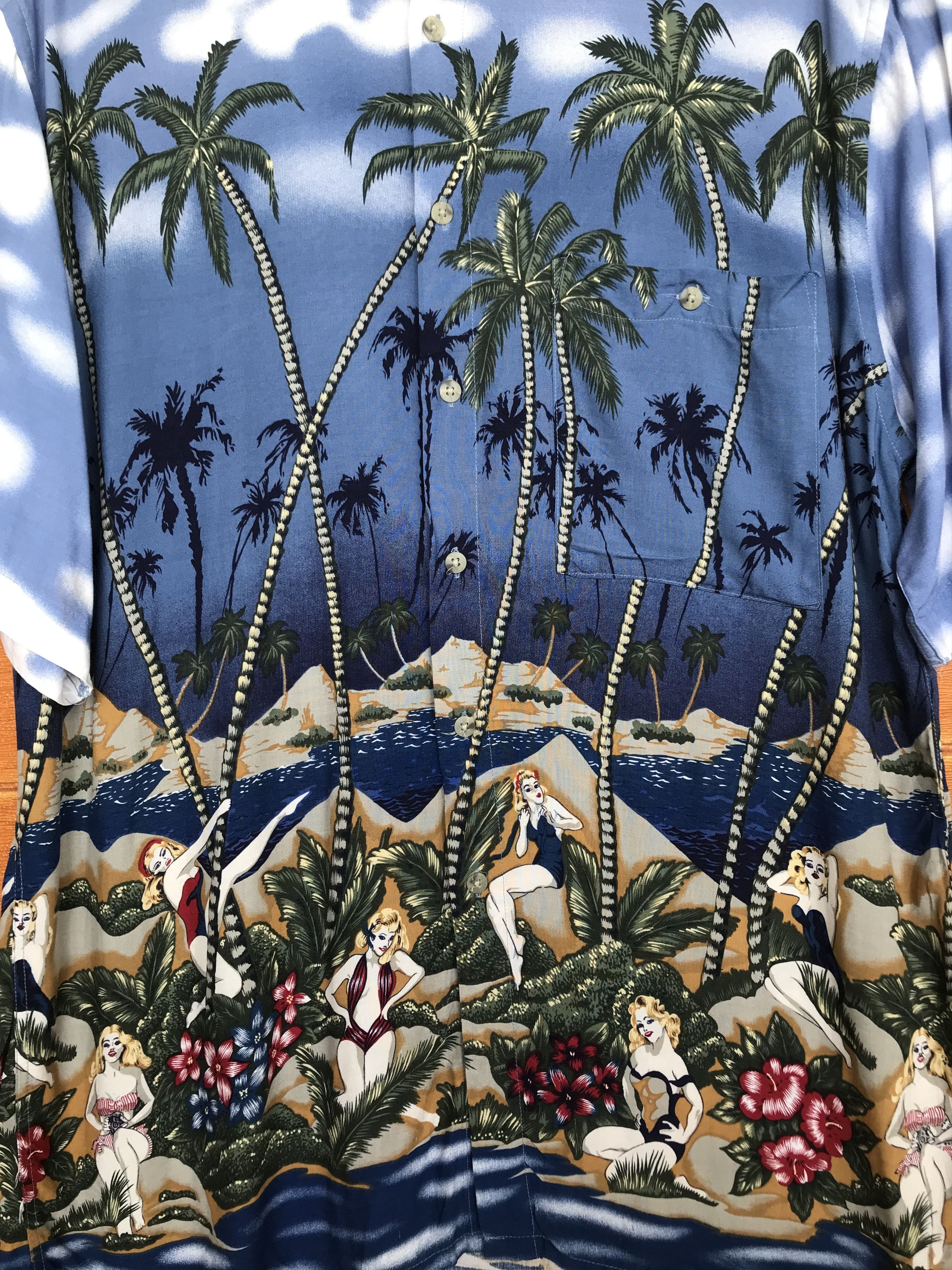 Pierre Cardin Vtg 80s PIERRE CARDIN 100 Rayon Coconut Trees Hula Girls Size US L / EU 52-54 / 3 - 2 Thumbnail