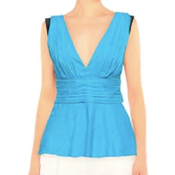 Emilio Pucci Gathered silk and cotton blend chiffon top azure Size M / US 6-8 / IT 42-44 - 4 Thumbnail