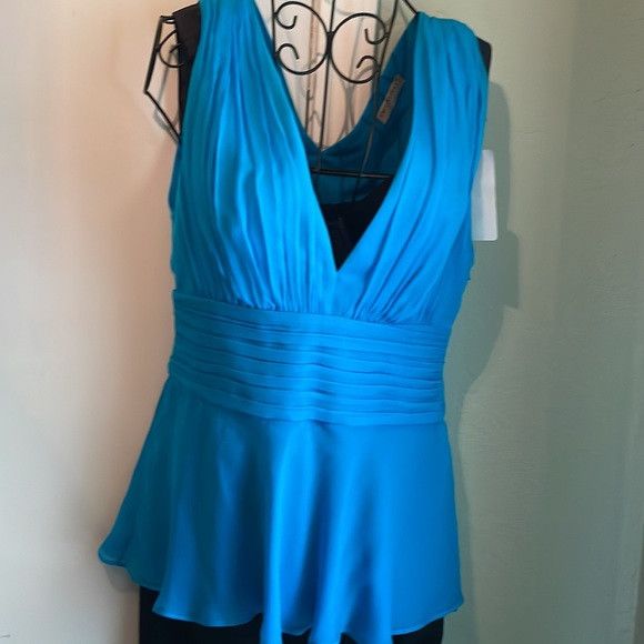Emilio Pucci Gathered silk and cotton blend chiffon top azure Size M / US 6-8 / IT 42-44 - 7 Thumbnail