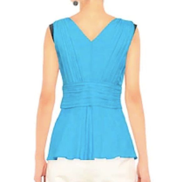 Emilio Pucci Gathered silk and cotton blend chiffon top azure Size M / US 6-8 / IT 42-44 - 3 Thumbnail