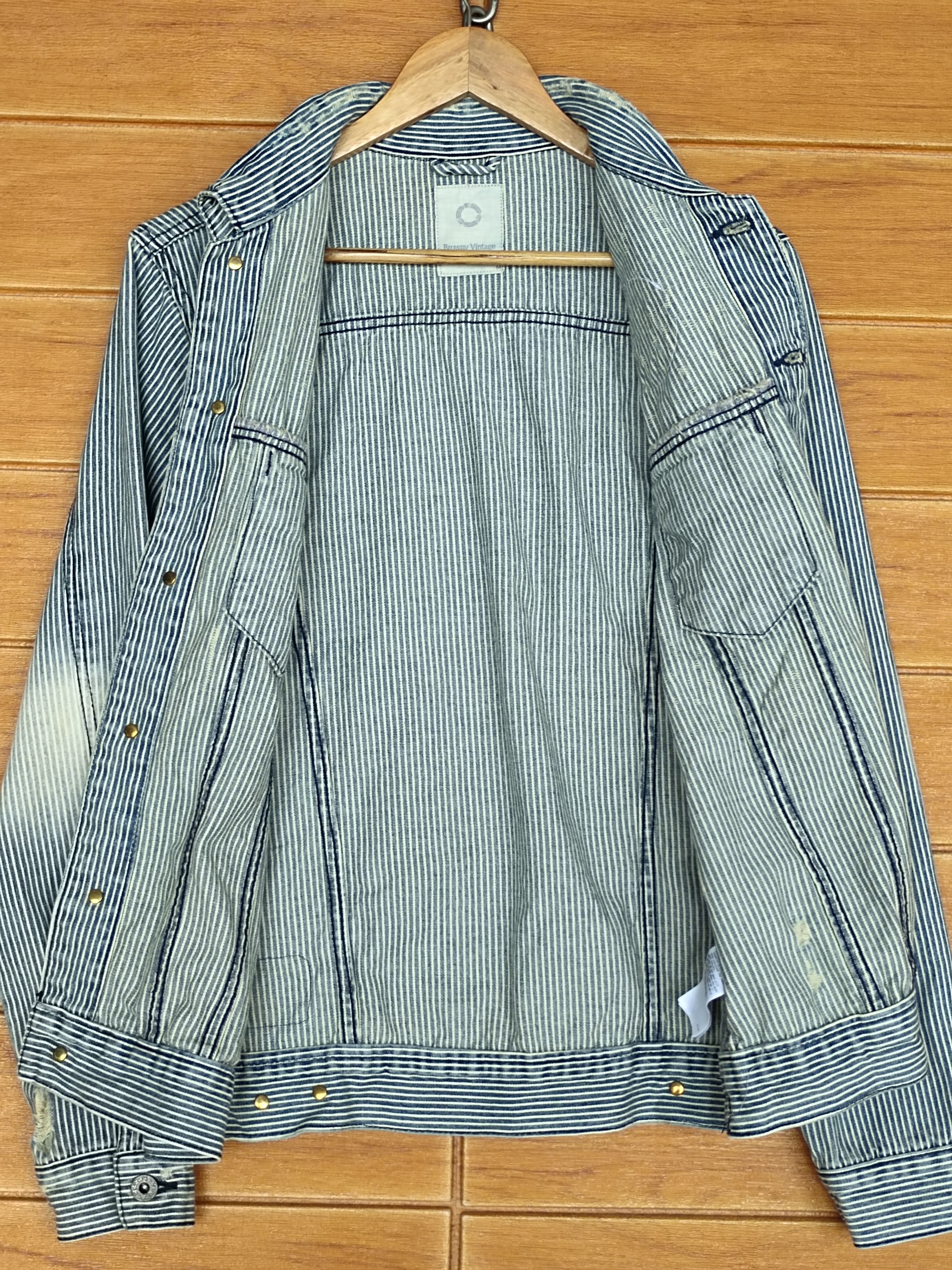 Japanese Brand Browny Vintage Hickory Distressed Denim Jacket Size US M / EU 48-50 / 2 - 23 Thumbnail