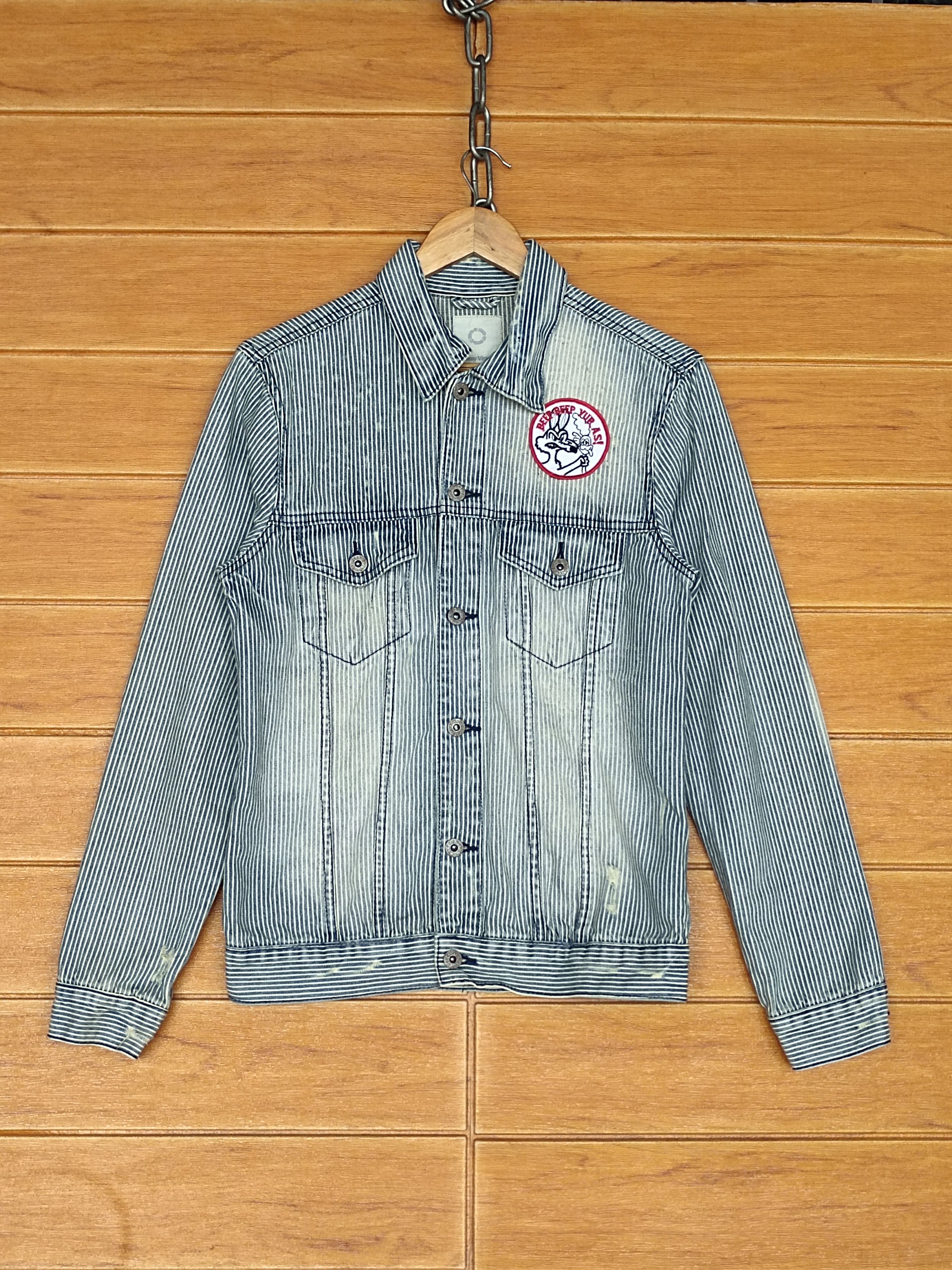 Japanese Brand Browny Vintage Hickory Distressed Denim Jacket Size US M / EU 48-50 / 2 - 2 Thumbnail