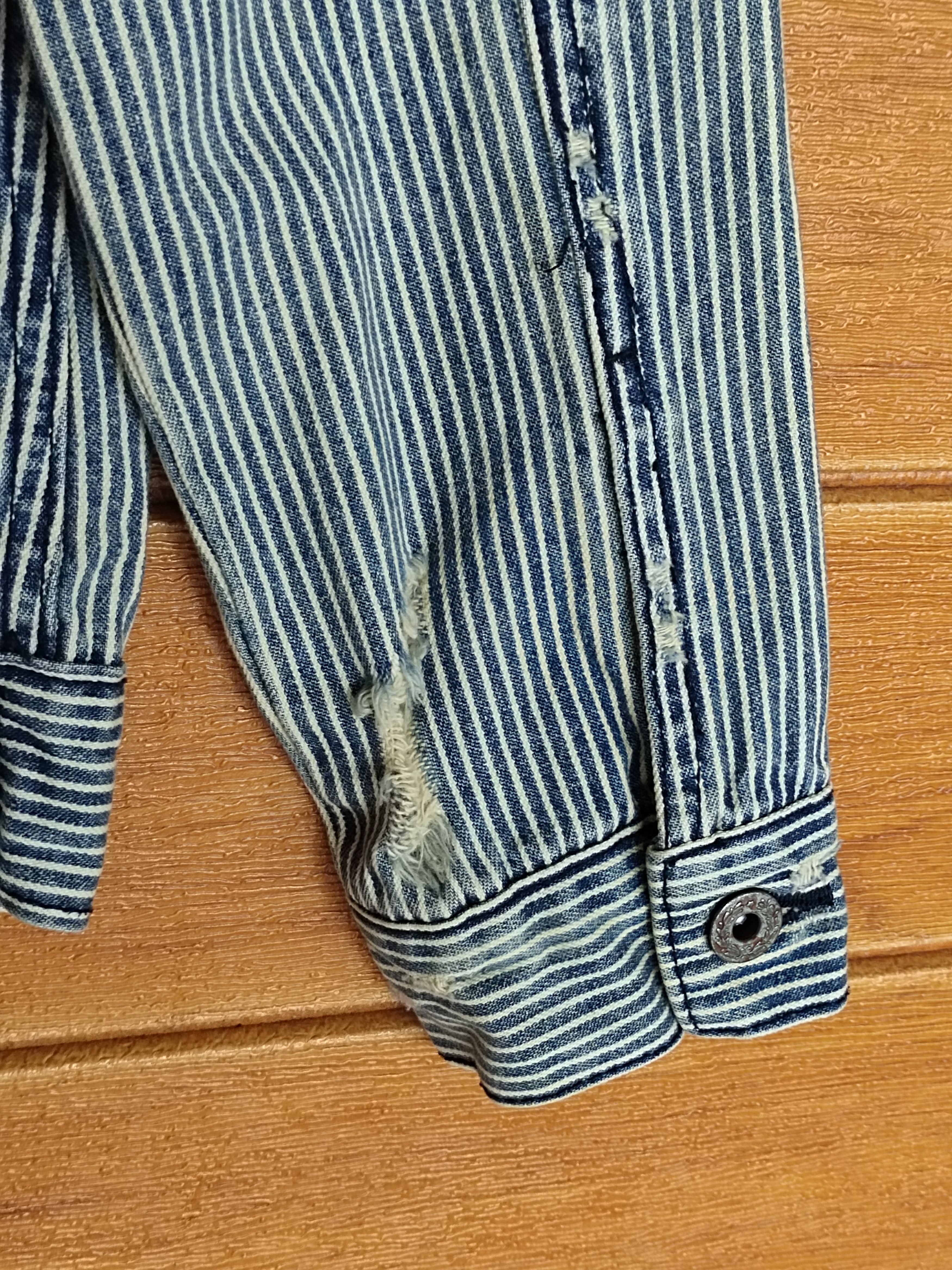 Japanese Brand Browny Vintage Hickory Distressed Denim Jacket Size US M / EU 48-50 / 2 - 21 Thumbnail