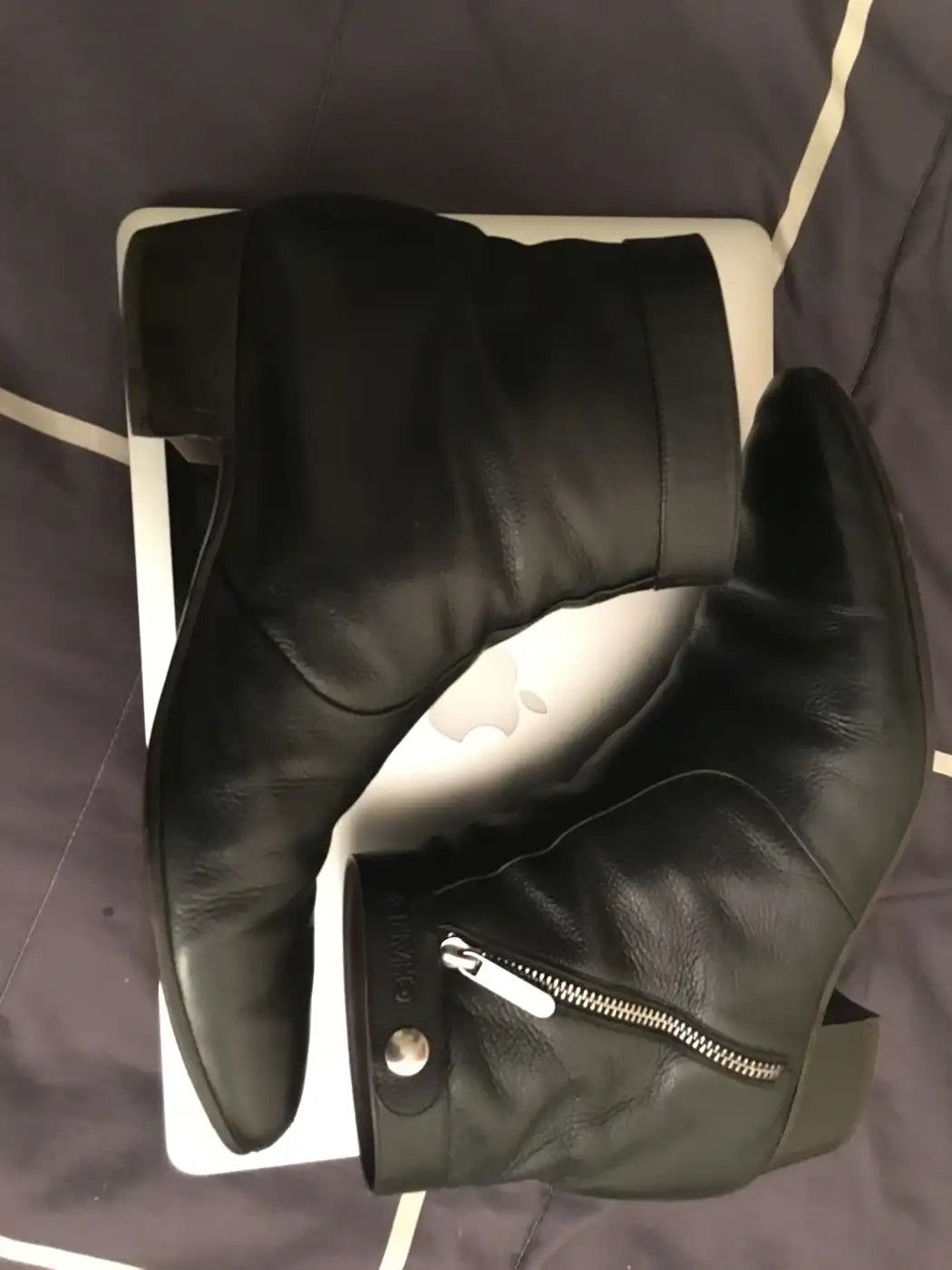 Chanel CHANEL Side Zip Boots ⊛ BLACK LEATHER ⊛ Gently Worn Size US 10 / EU 43 - 2 Thumbnail
