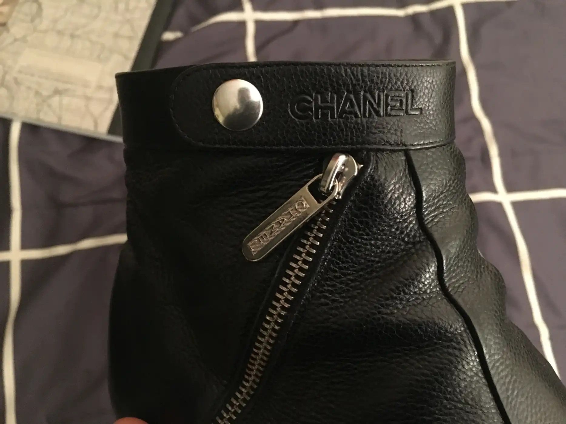 Chanel CHANEL Side Zip Boots ⊛ BLACK LEATHER ⊛ Gently Worn Size US 10 / EU 43 - 3 Thumbnail