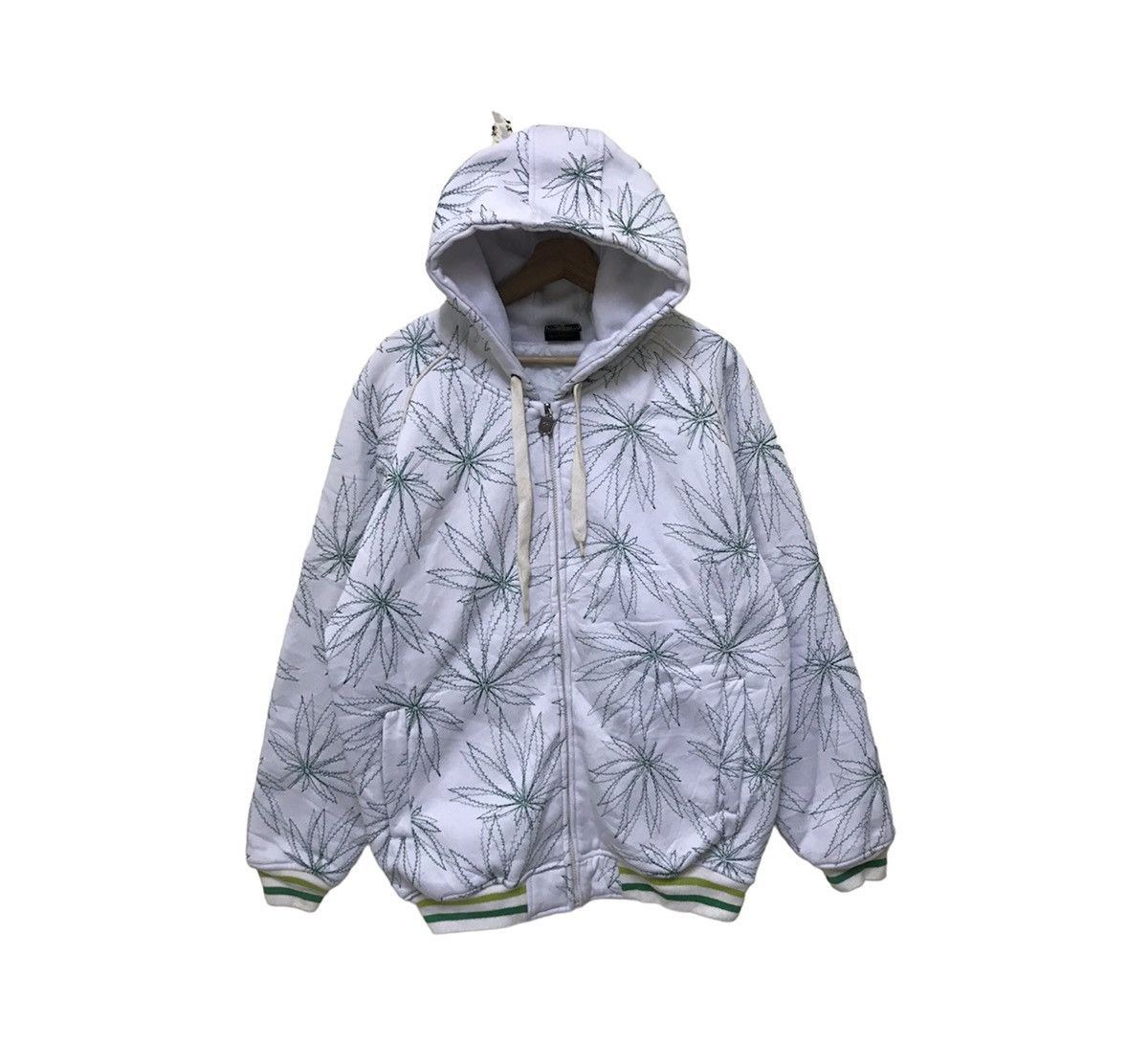 Vintage Vintage Marijuana Full Emboridery Zip Up Hoodie Sweatshirt Size US M / EU 48-50 / 2 - 1 Thumbnail
