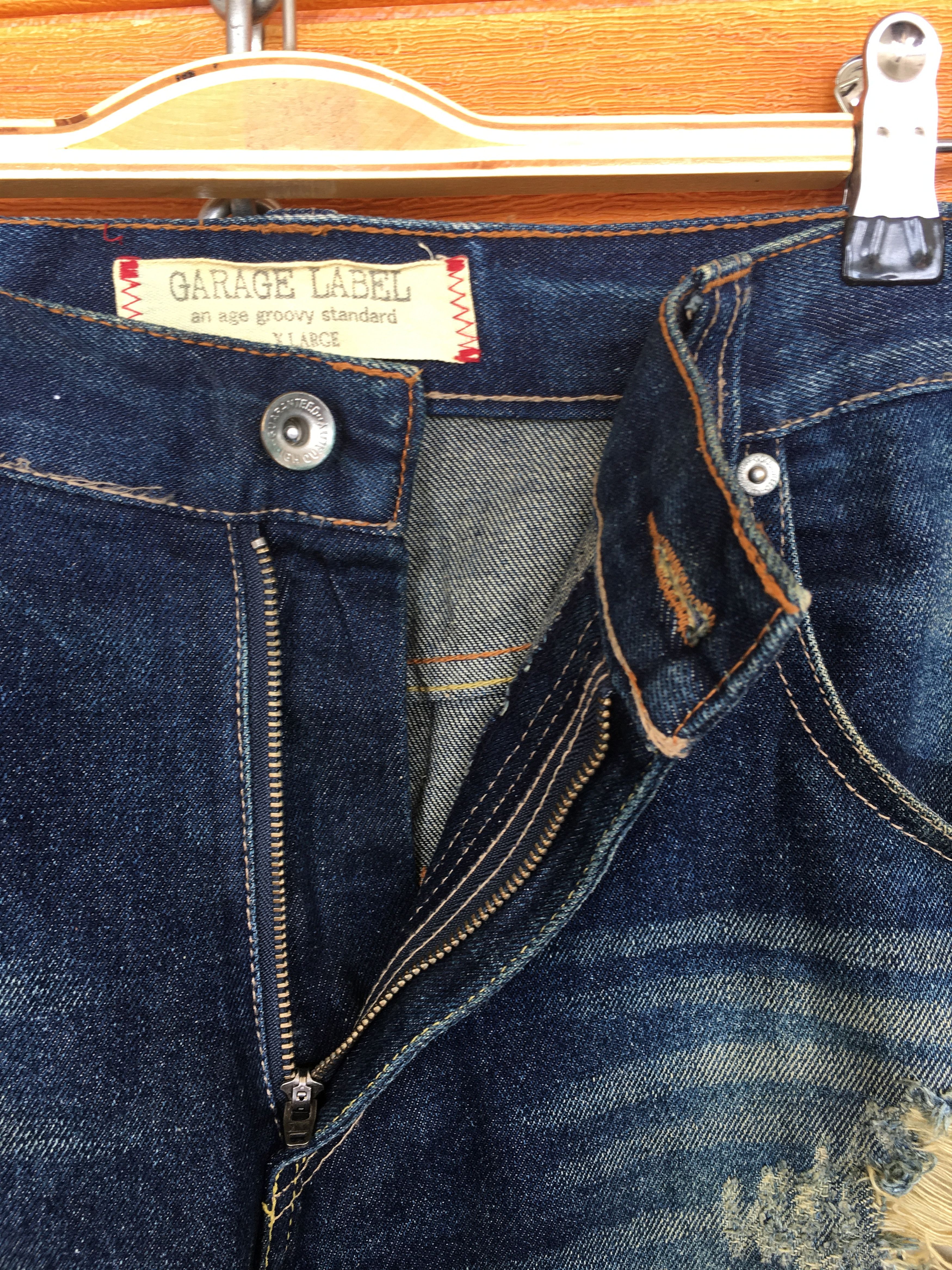 Japanese Brand Garage Label Distressed Denim Jeans Size US 35 - 22 Thumbnail