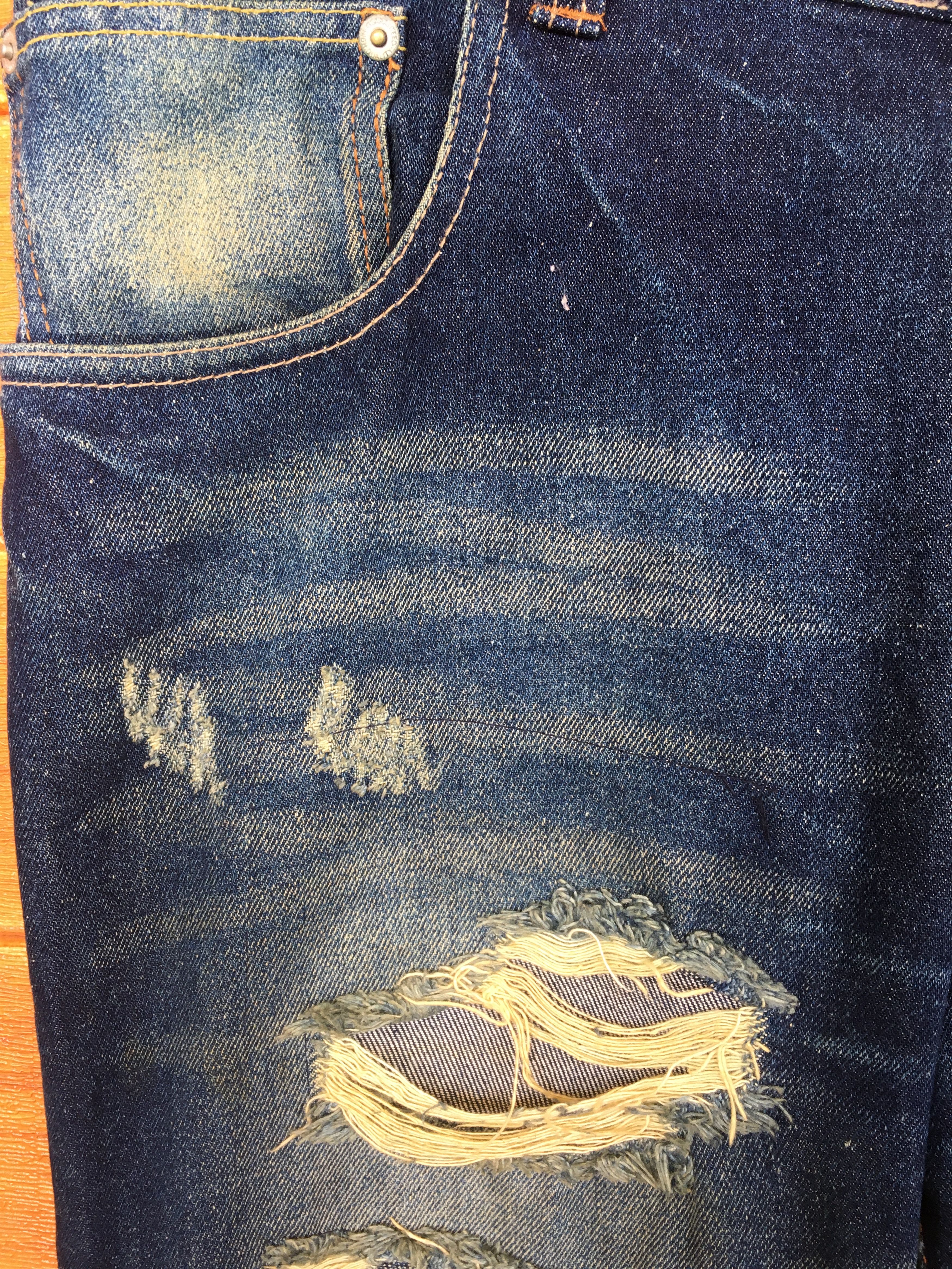 Japanese Brand Garage Label Distressed Denim Jeans Size US 35 - 3 Thumbnail