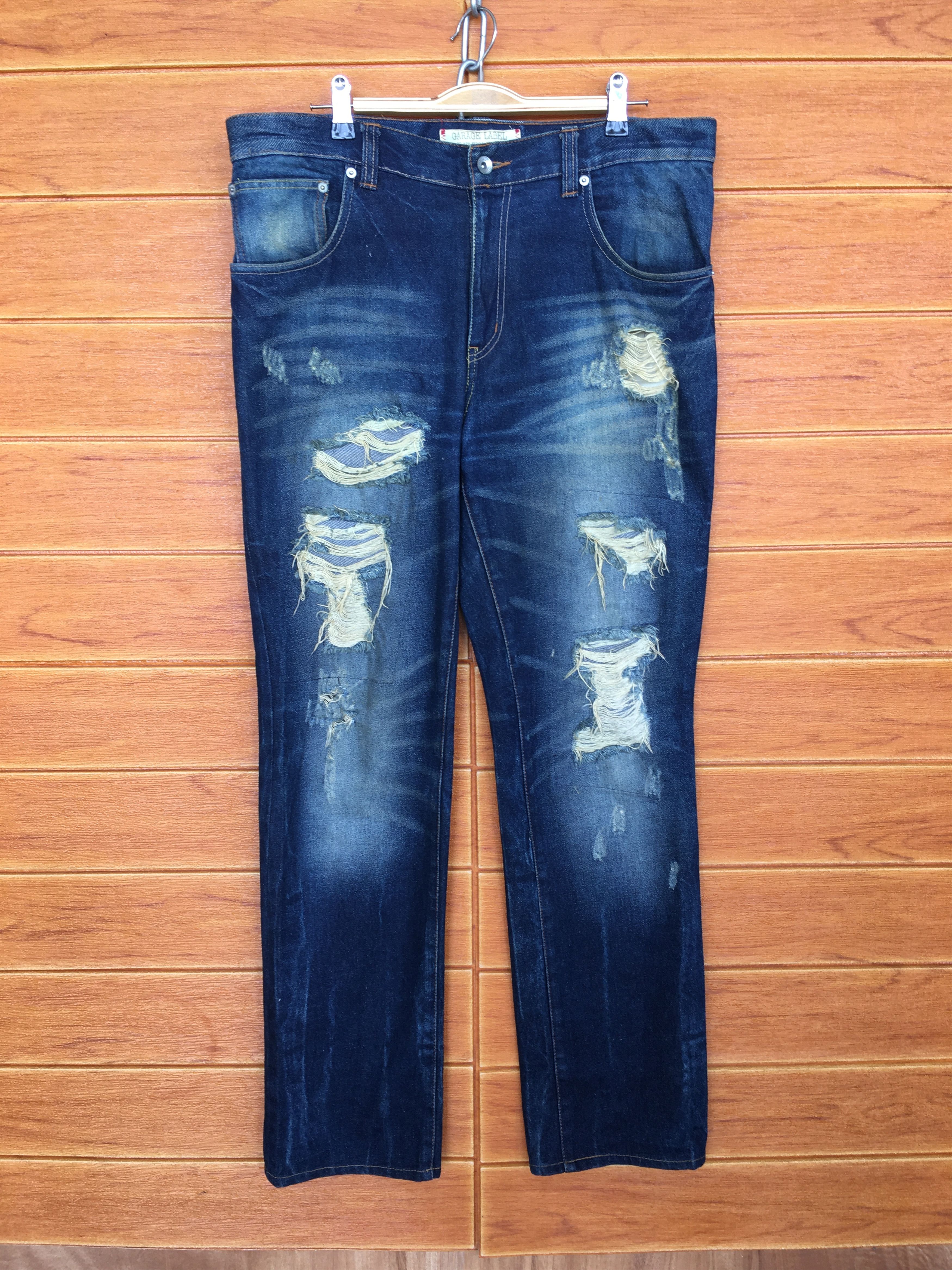 Japanese Brand Garage Label Distressed Denim Jeans Size US 35 - 1 Thumbnail