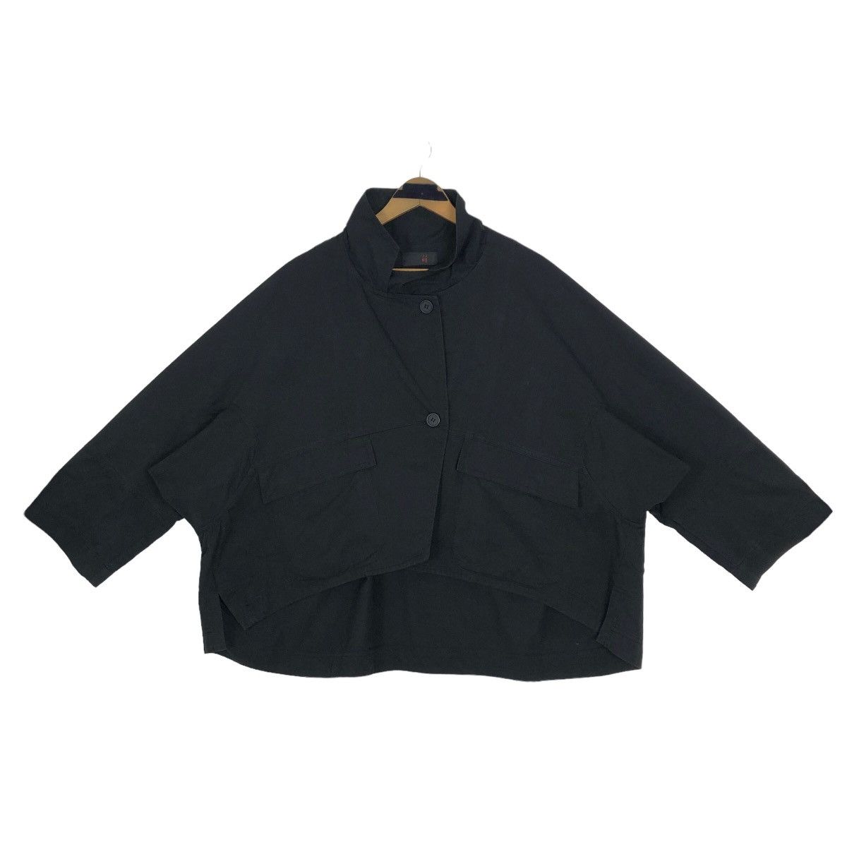 image of Avant Garde Moyuru Technical Art Design Poncho Style Oversized Jacket in Black, Women's (Size Mediu