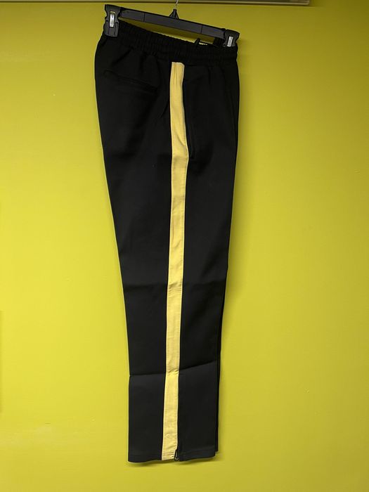 Off white black shop pants yellow stripe