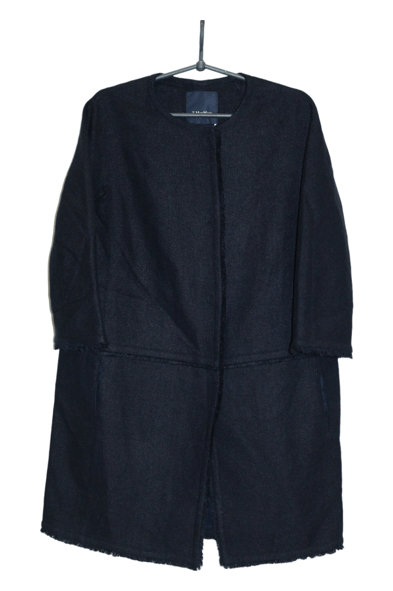 Max Mara 'S Linen Mixed Japanese Style Collarless Tweed Coat