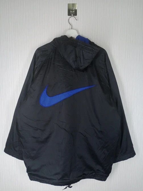 Nike × Vintage Rare Vintage 90s Nike Big Logo Long Hoodie Jacket Size US XL / EU 56 / 4 - 2 Thumbnail