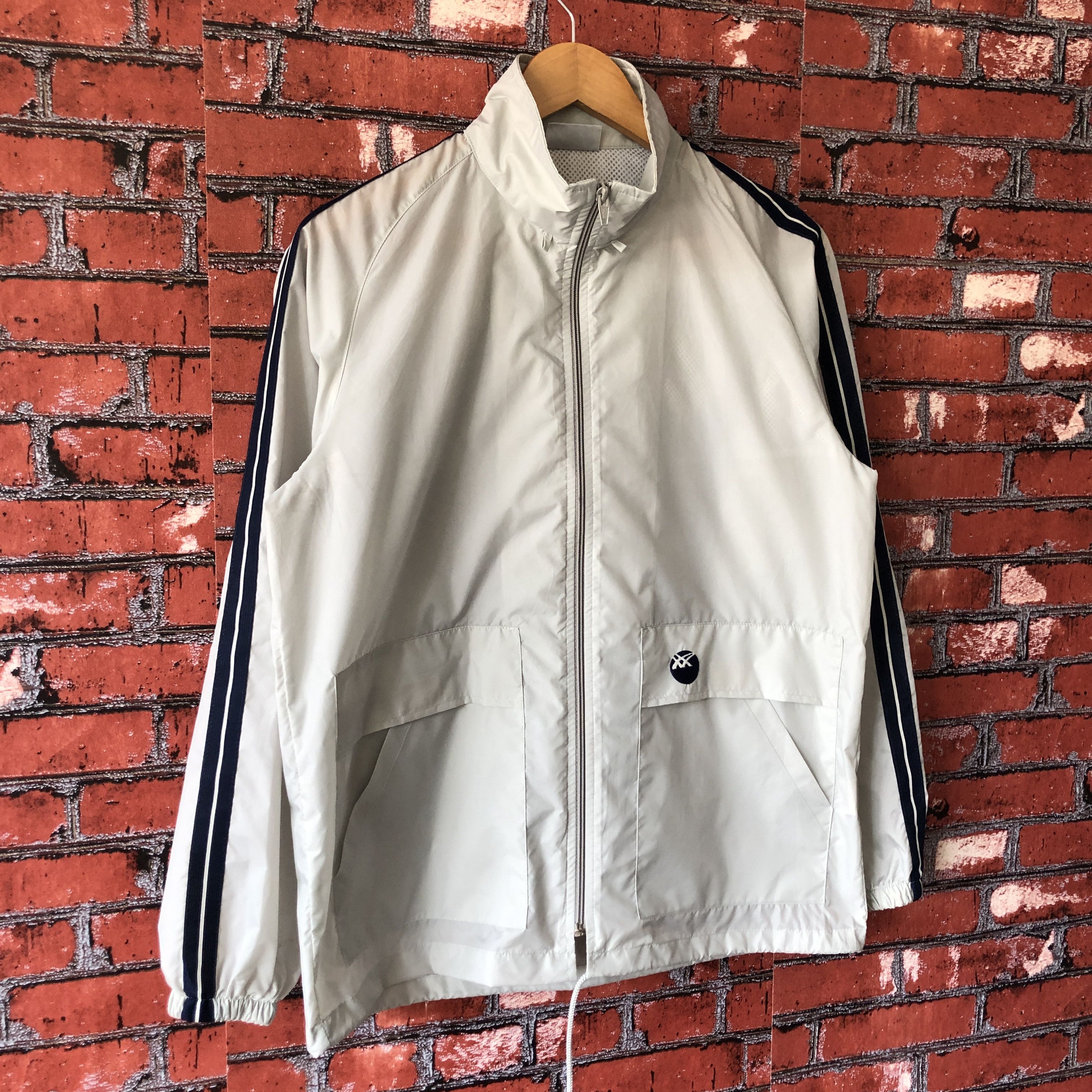 Vintage Asics Recorder Pockets Windbreaker Rain Jacket