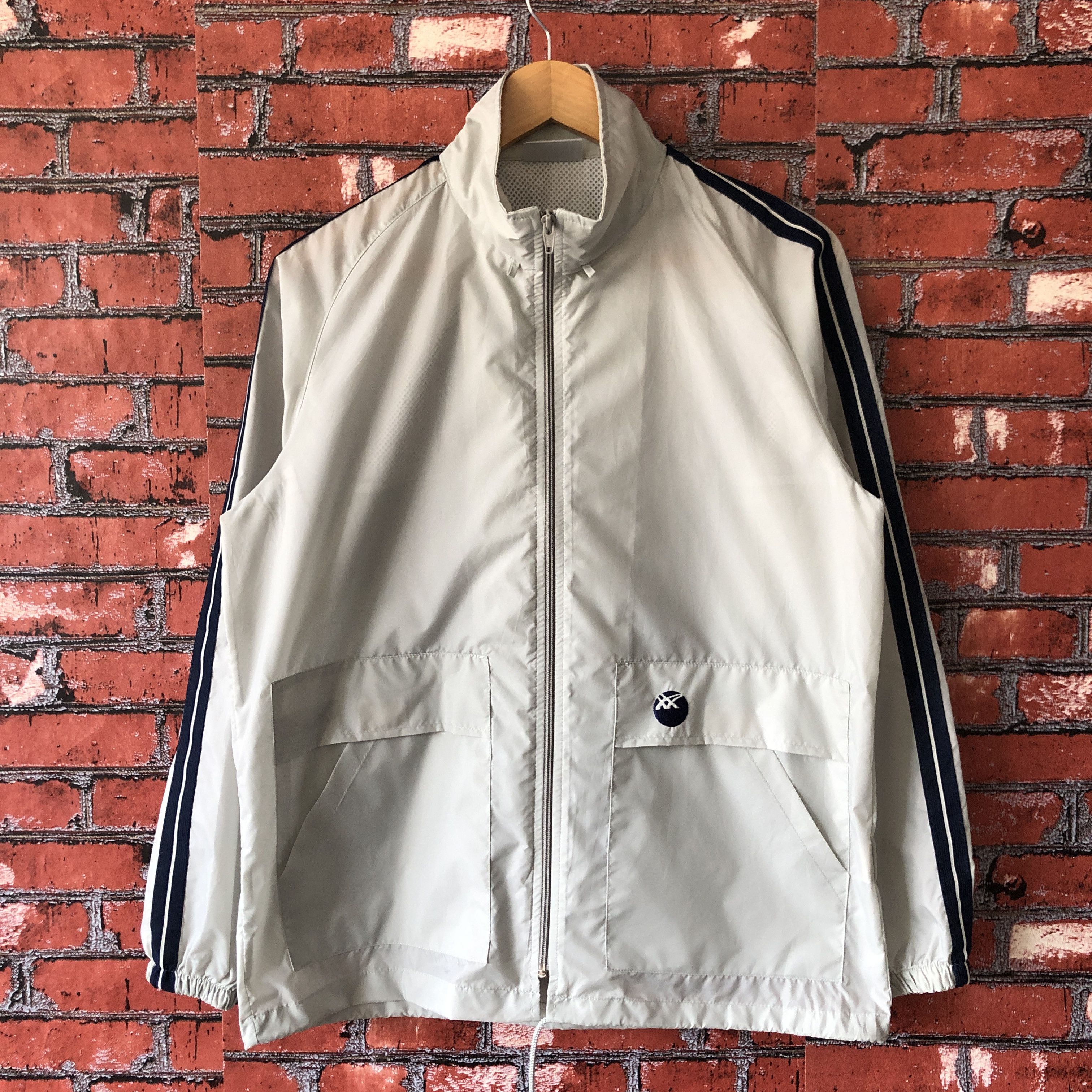 Vintage Asics Recorder Pockets Windbreaker Rain Jacket