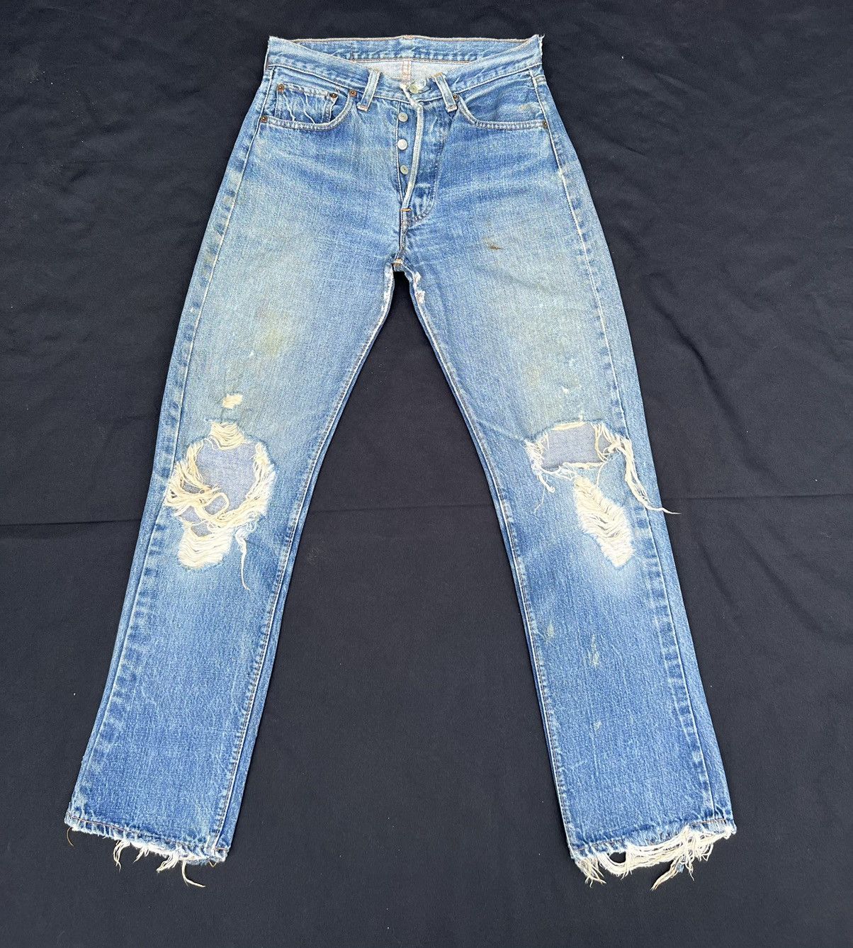Trashed Vintage 70s Levi’s 501 Redline #6 Ripped Denim Jeans