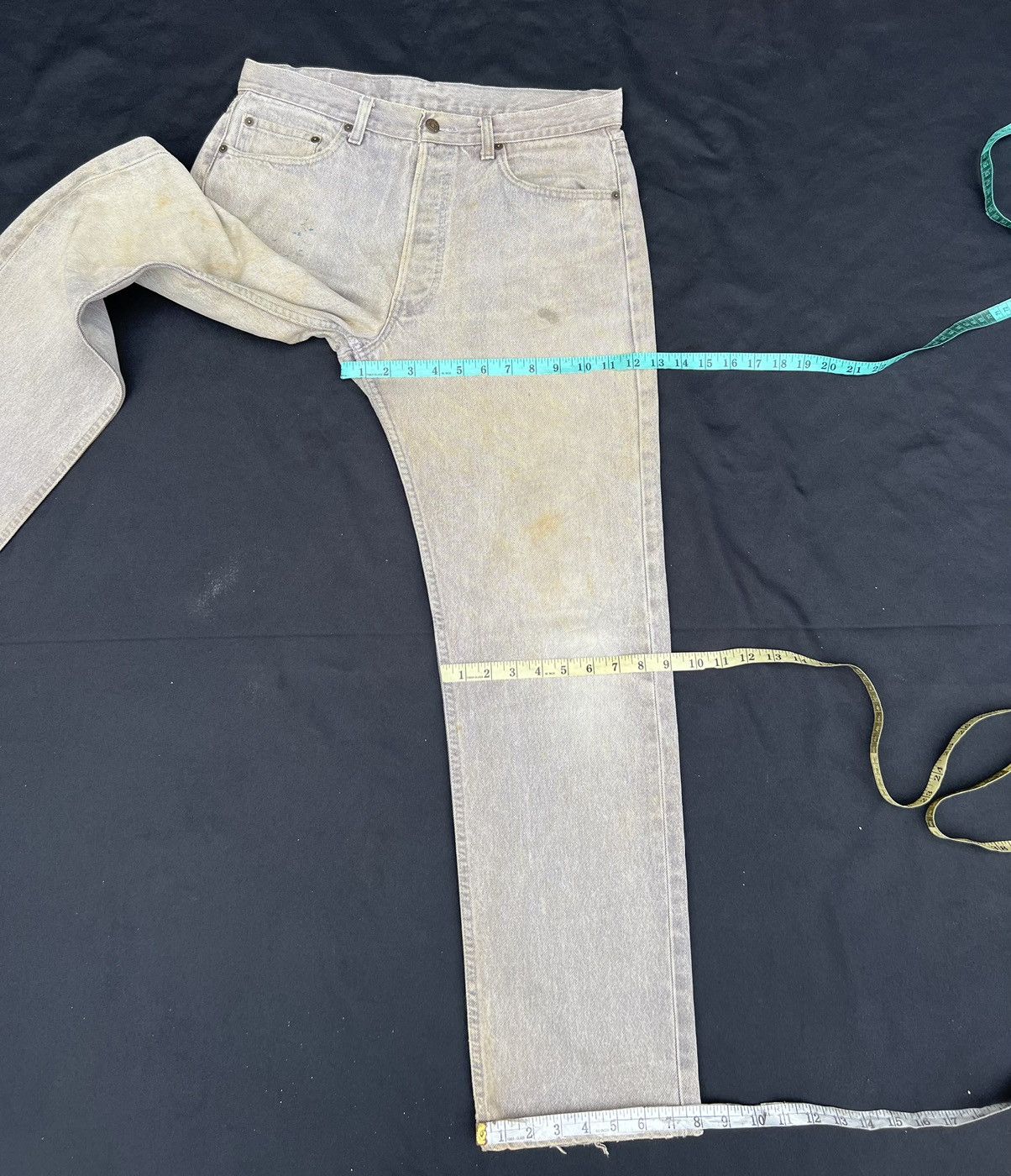 Levi's Trashed VTG 80s Levi’s 501 Sun Fade Black Denim Mud Jeans Size US 33 - 3 Thumbnail