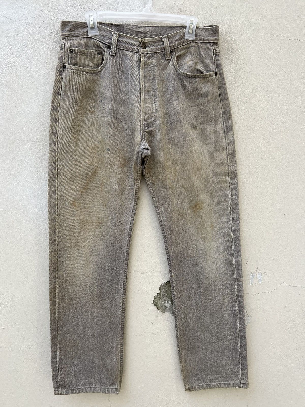 Levi's Trashed VTG 80s Levi’s 501 Sun Fade Black Denim Mud Jeans Size US 33 - 6 Thumbnail