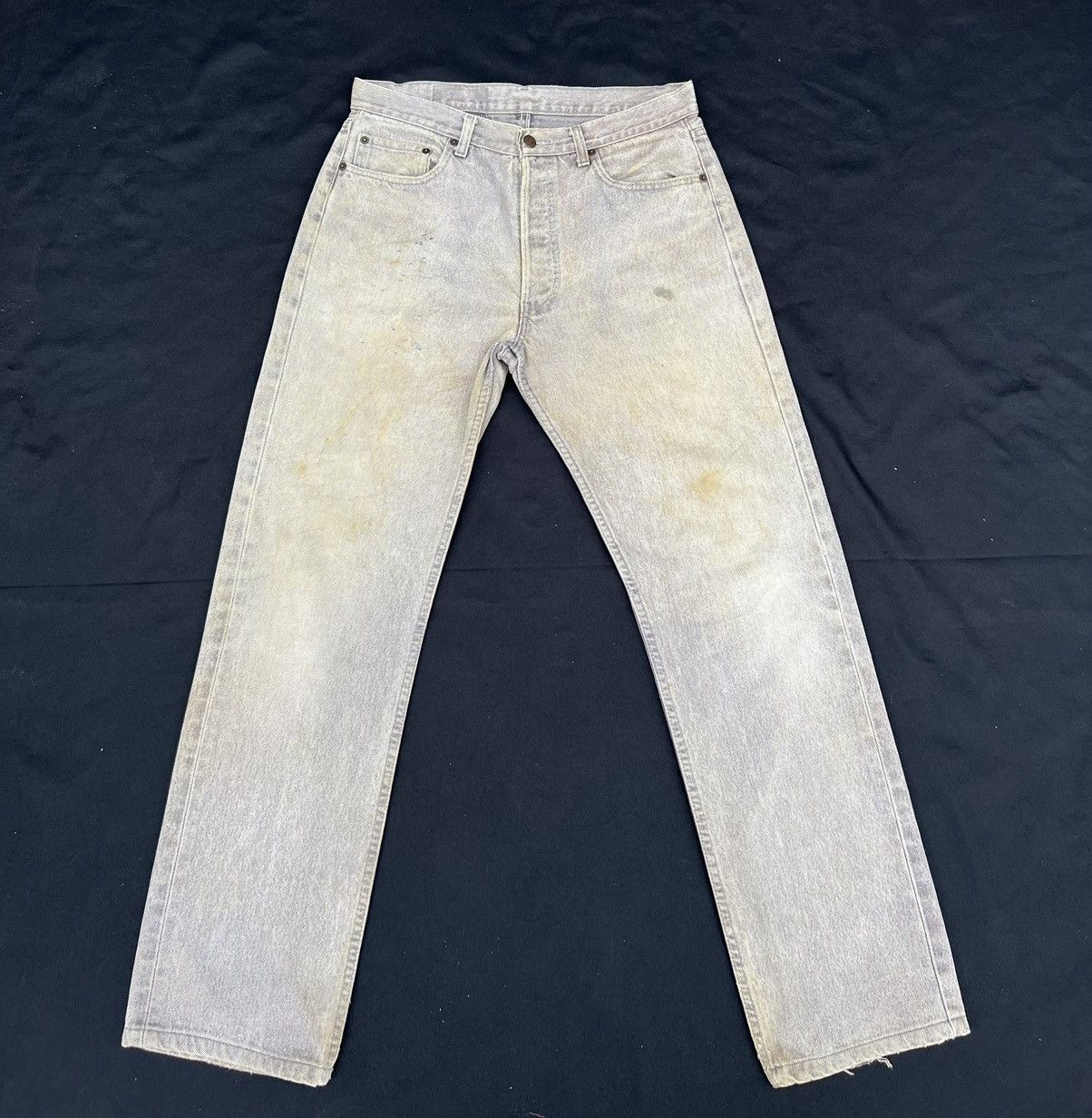 Levi's Trashed VTG 80s Levi’s 501 Sun Fade Black Denim Mud Jeans Size US 33 - 1 Thumbnail