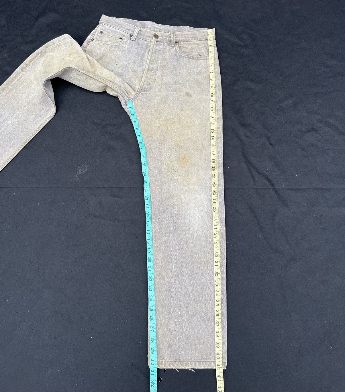 Levi's Trashed VTG 80s Levi’s 501 Sun Fade Black Denim Mud Jeans Size US 33 - 4 Thumbnail