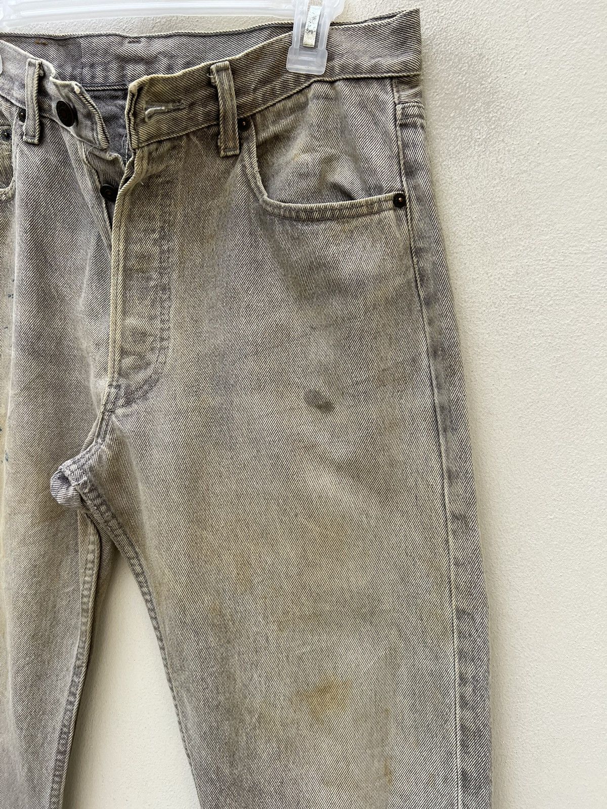 Levi's Trashed VTG 80s Levi’s 501 Sun Fade Black Denim Mud Jeans Size US 33 - 11 Thumbnail