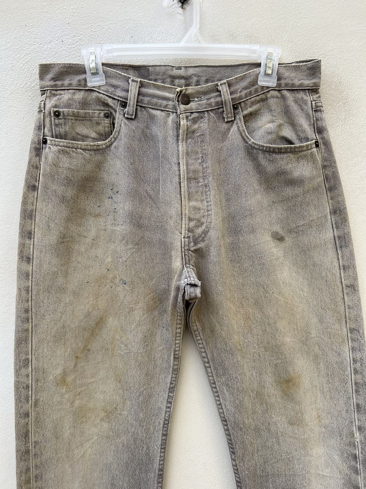 Levi's Trashed VTG 80s Levi’s 501 Sun Fade Black Denim Mud Jeans Size US 33 - 7 Thumbnail