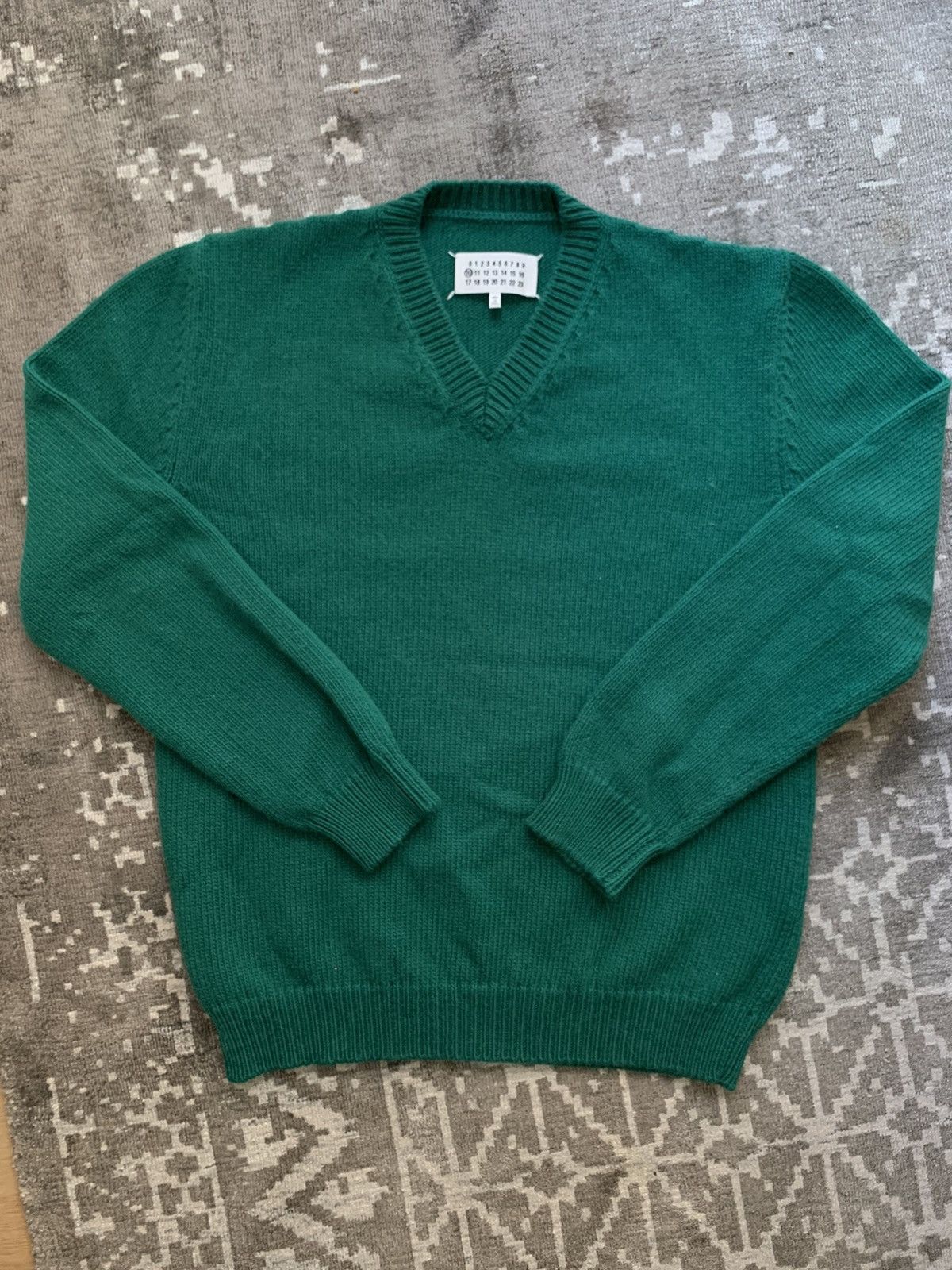 Maison Margiela SAMPLE MARGIELA Green V Neck Sweater Size US M / EU 48-50 / 2 - 2 Thumbnail