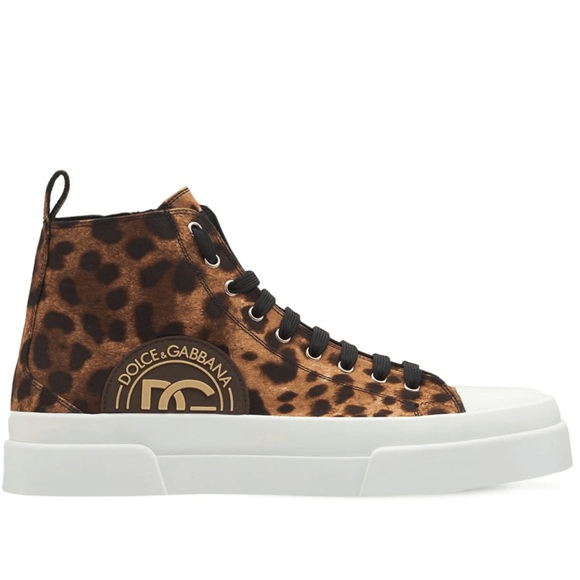 Dolce & Gabbana Leopard Print Portofino Leo Mid-Top Sneakers