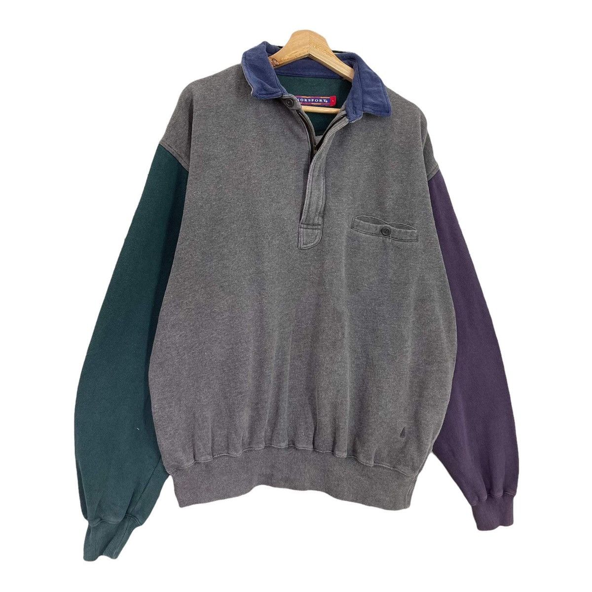 Vintage 90’s NORSPORTS Polo Rugby Shirt Colour Block Long Sleeve Size US XL / EU 56 / 4 - 2 Thumbnail