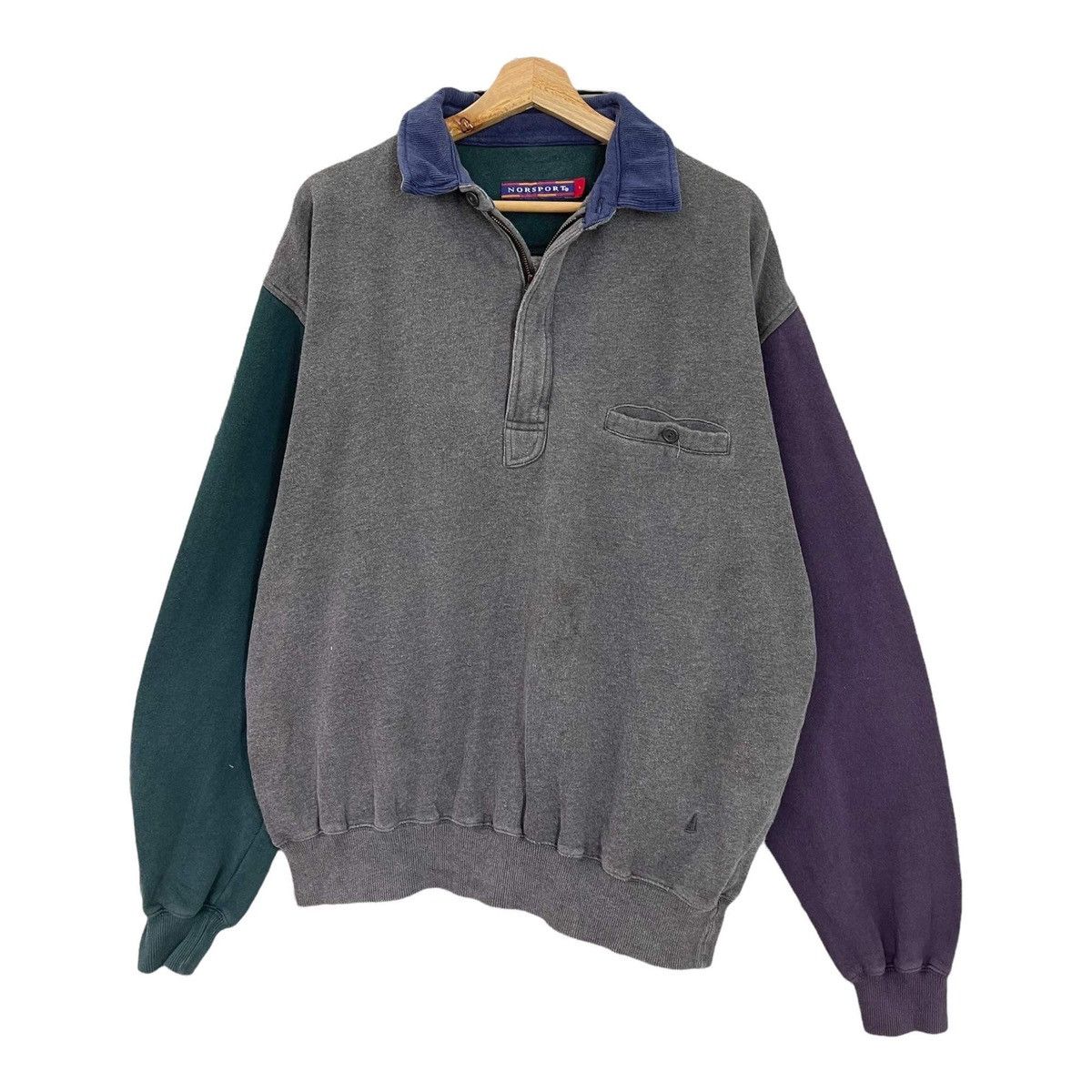 Vintage 90’s NORSPORTS Polo Rugby Shirt Colour Block Long Sleeve Size US XL / EU 56 / 4 - 3 Thumbnail