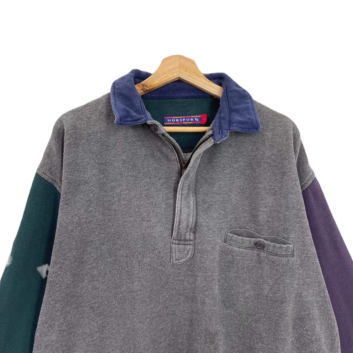 Vintage 90’s NORSPORTS Polo Rugby Shirt Colour Block Long Sleeve Size US XL / EU 56 / 4 - 4 Thumbnail