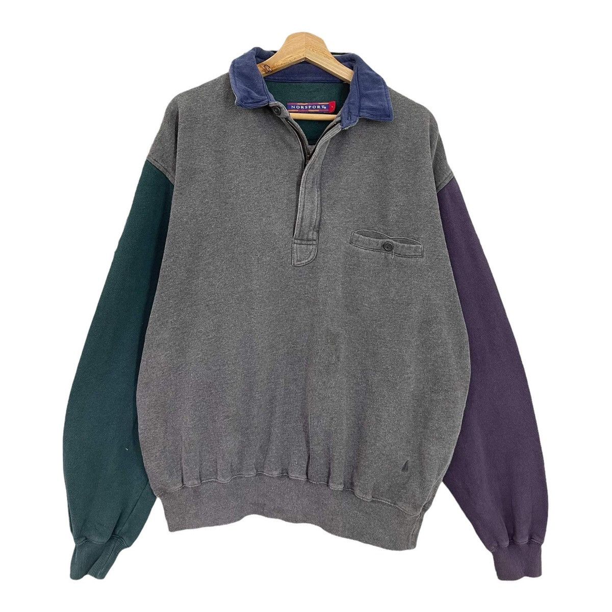 Vintage 90’s NORSPORTS Polo Rugby Shirt Colour Block Long Sleeve Size US XL / EU 56 / 4 - 1 Thumbnail